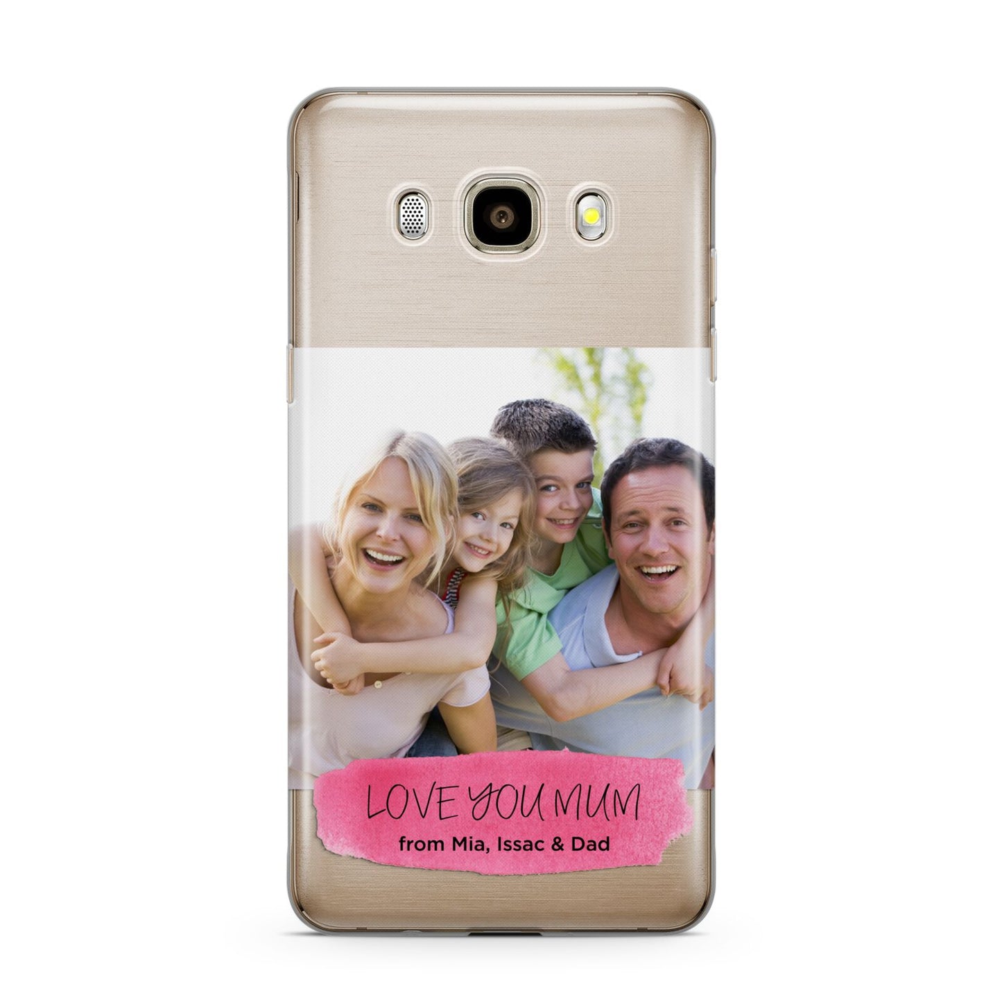 Personalised Photo Upload Mothers Day Samsung Galaxy J7 2016 Case on gold phone