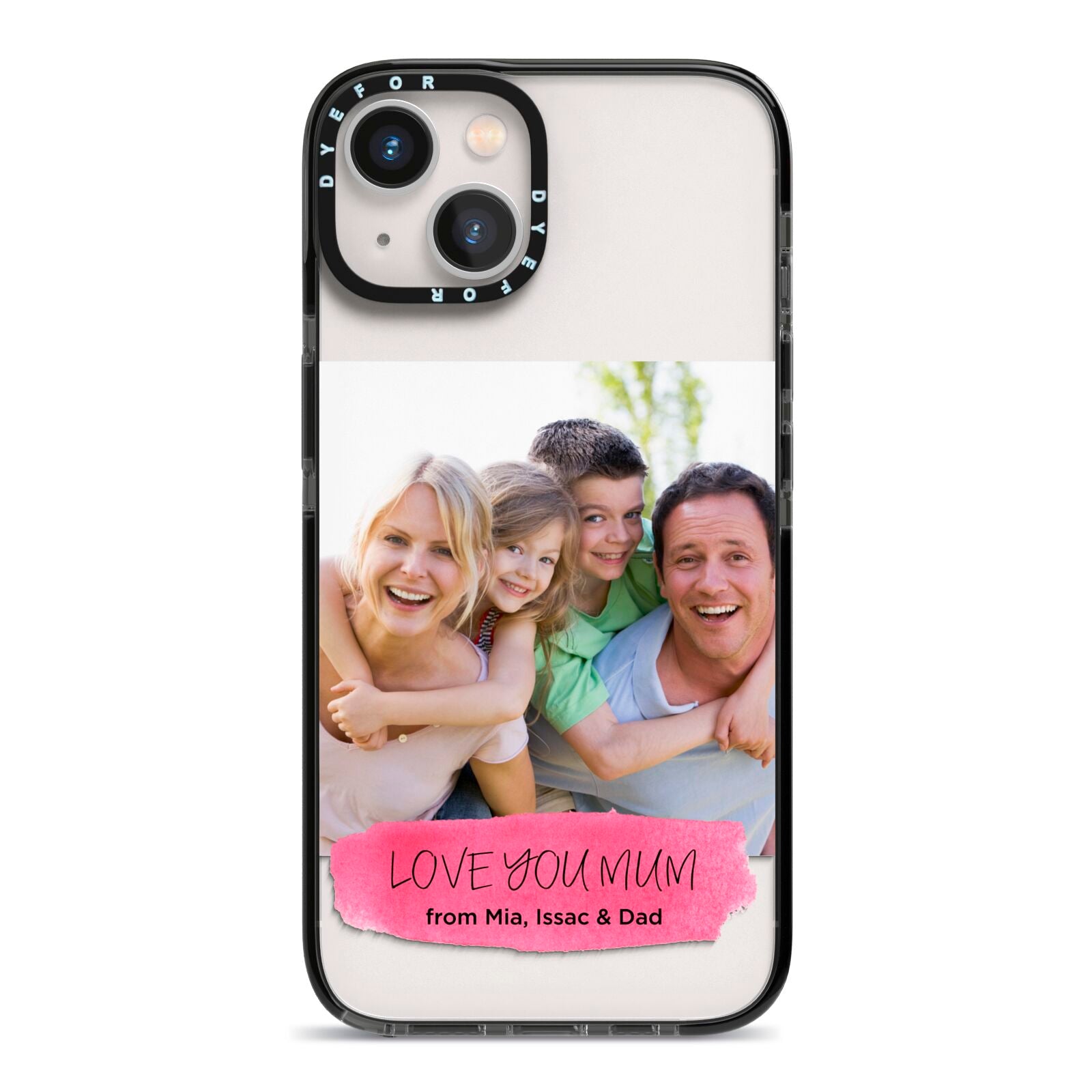 Personalised Photo Upload Mothers Day iPhone 13 Black Impact Case on Silver phone