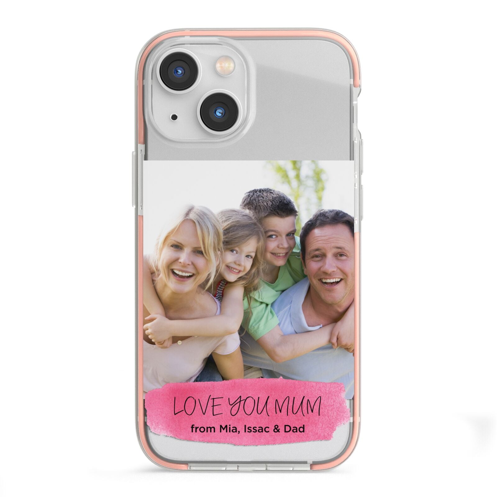 Personalised Photo Upload Mothers Day iPhone 13 Mini TPU Impact Case with Pink Edges