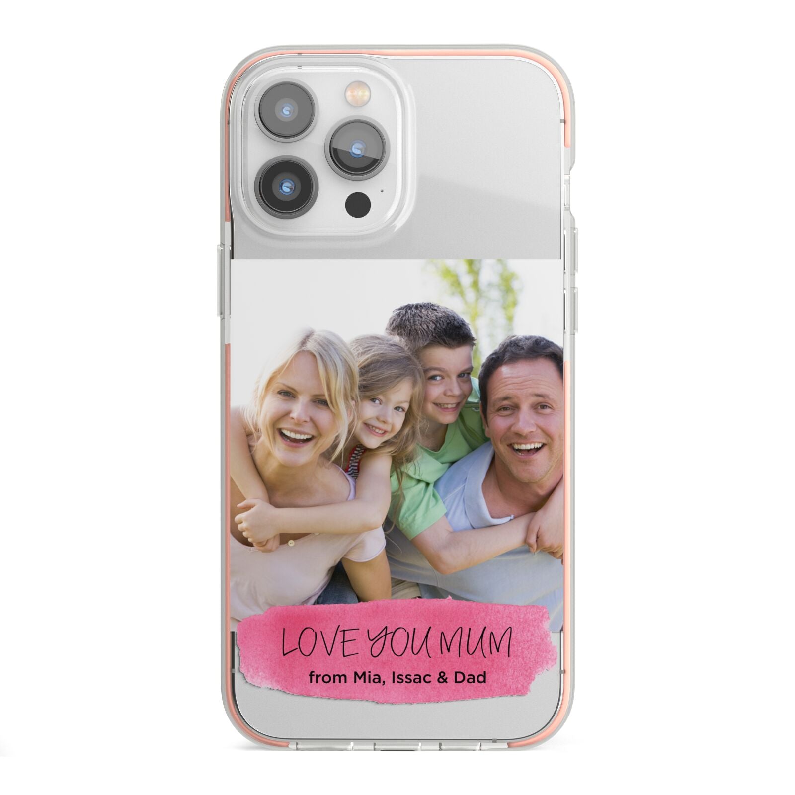 Personalised Photo Upload Mothers Day iPhone 13 Pro Max TPU Impact Case with Pink Edges