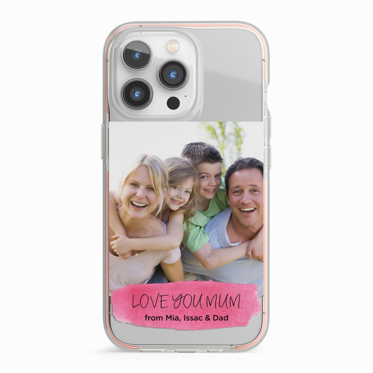 Personalised Photo Upload Mothers Day iPhone 13 Pro TPU Impact Case with Pink Edges