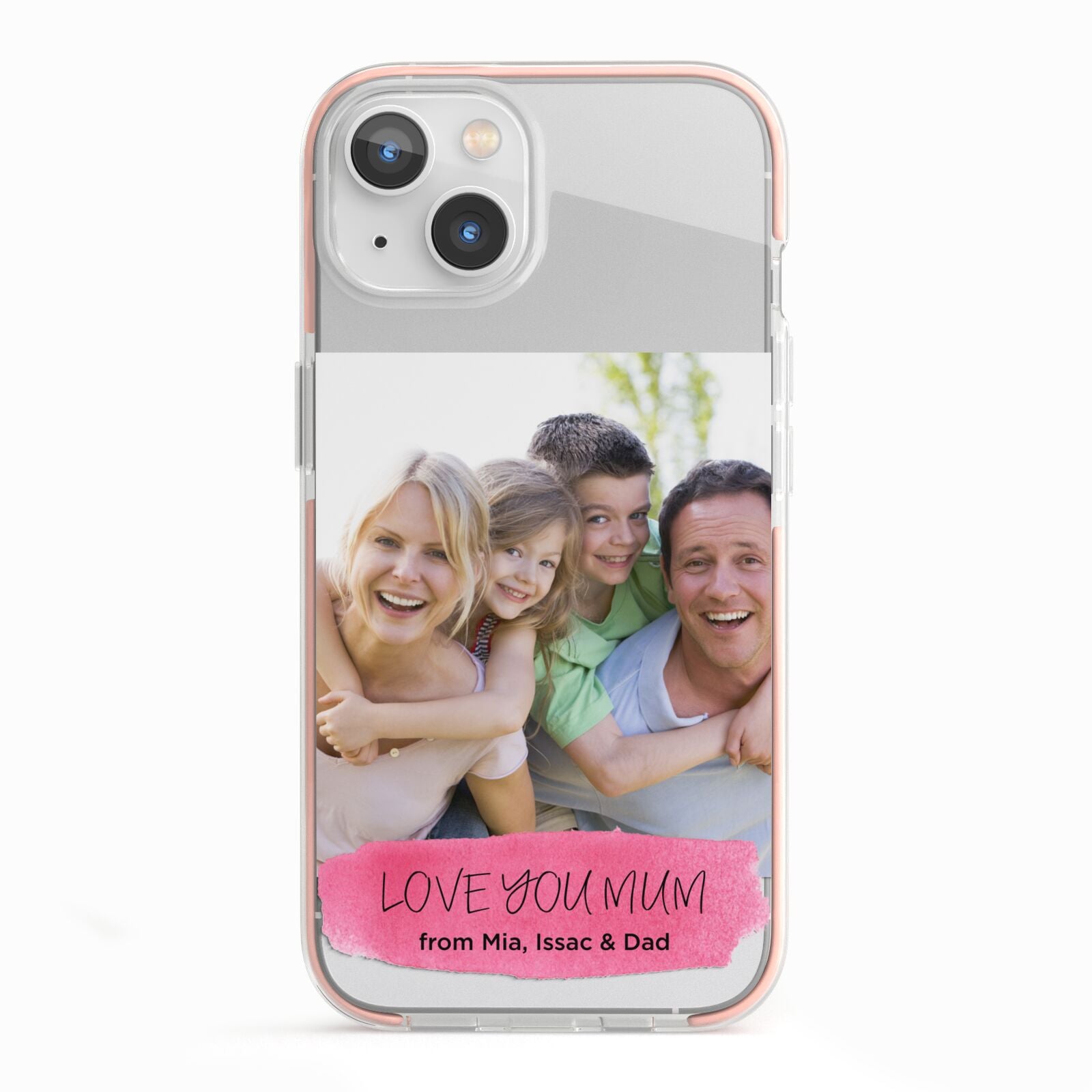 Personalised Photo Upload Mothers Day iPhone 13 TPU Impact Case with Pink Edges