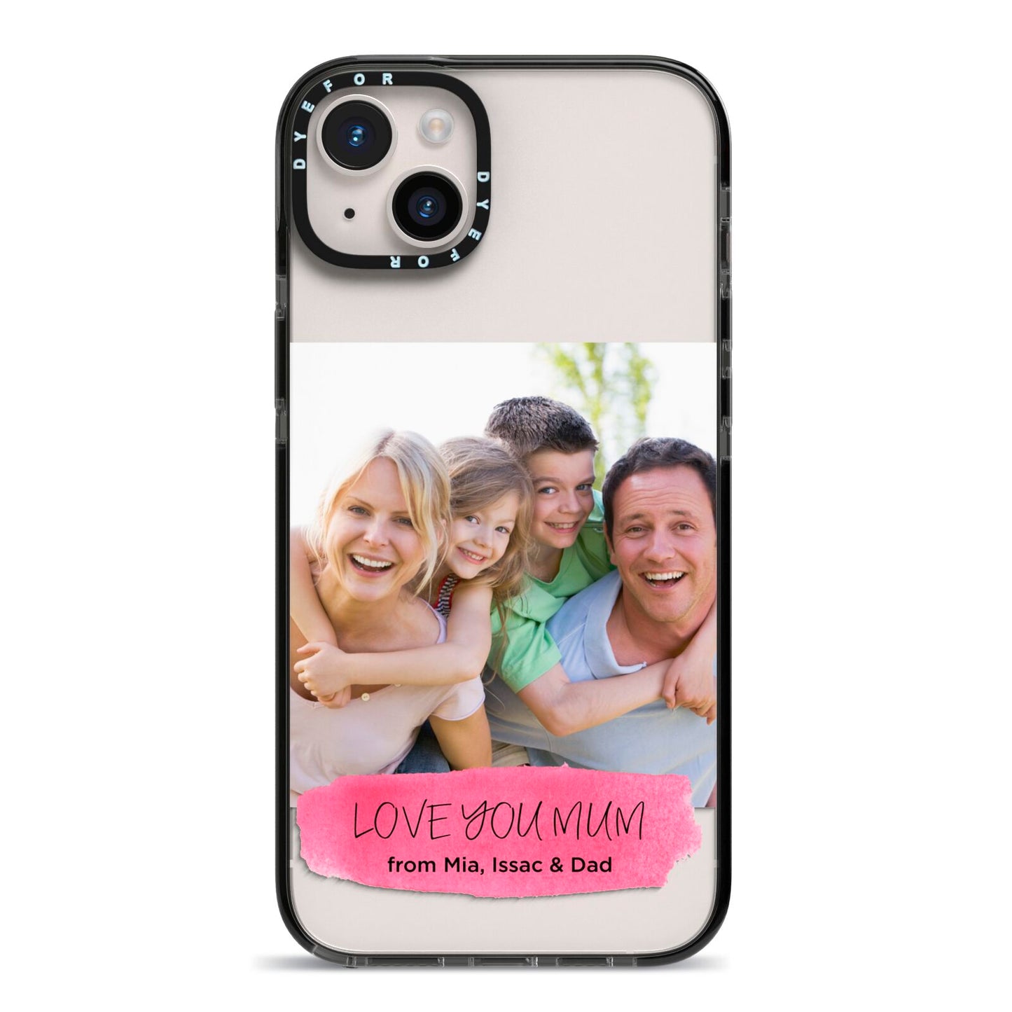 Personalised Photo Upload Mothers Day iPhone 14 Plus Black Impact Case on Silver phone