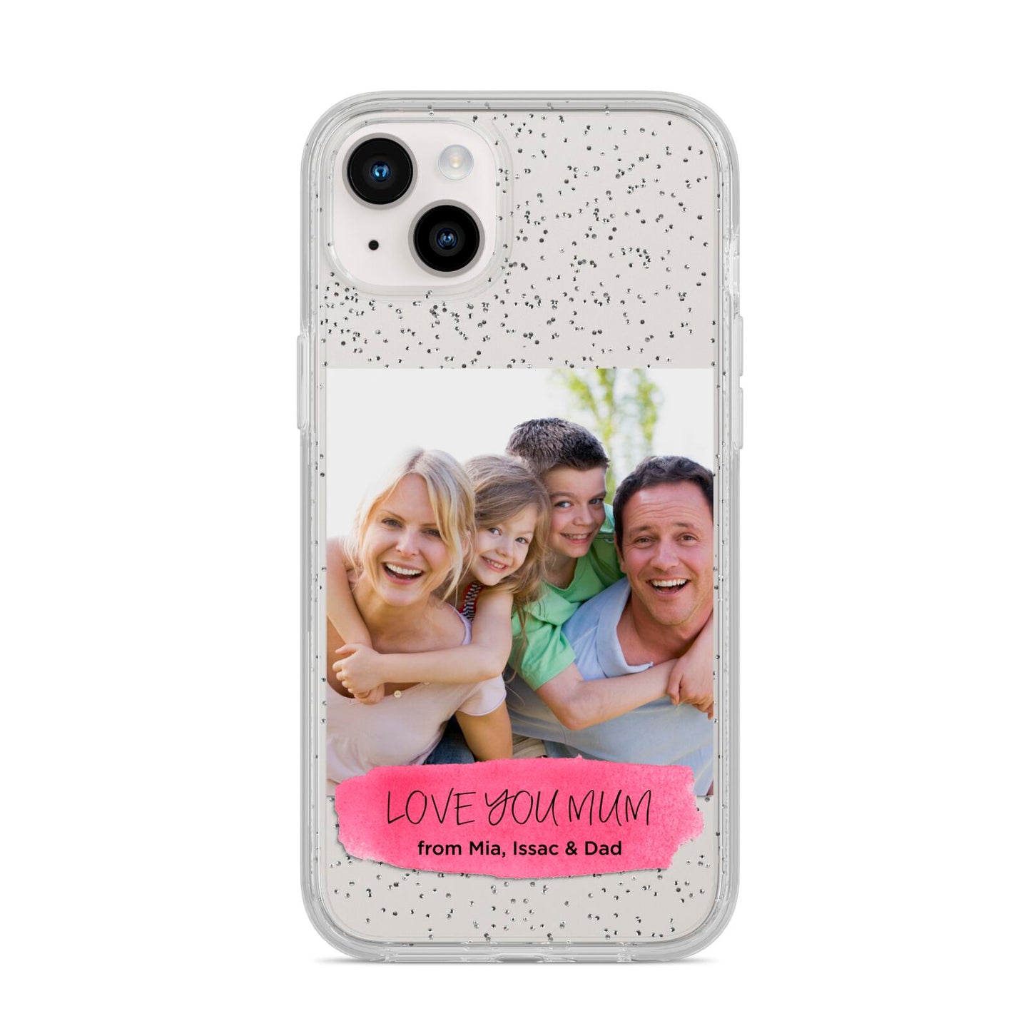 Personalised Photo Upload Mothers Day iPhone 14 Plus Glitter Tough Case Starlight