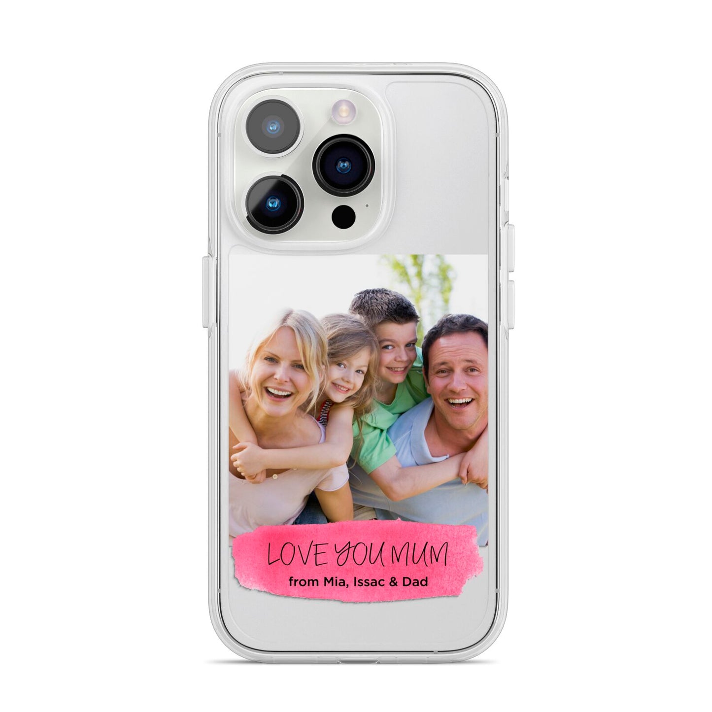 Personalised Photo Upload Mothers Day iPhone 14 Pro Clear Tough Case Silver