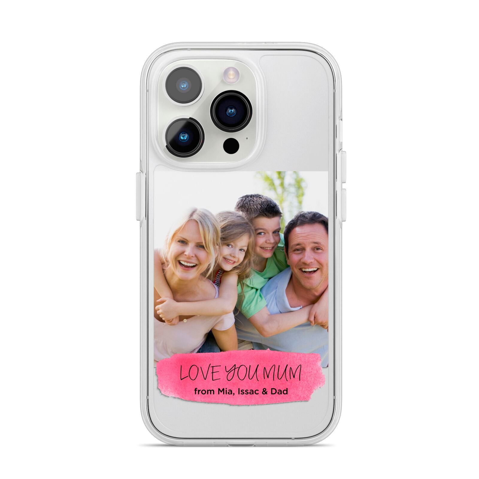 Personalised Photo Upload Mothers Day iPhone 14 Pro Clear Tough Case Silver