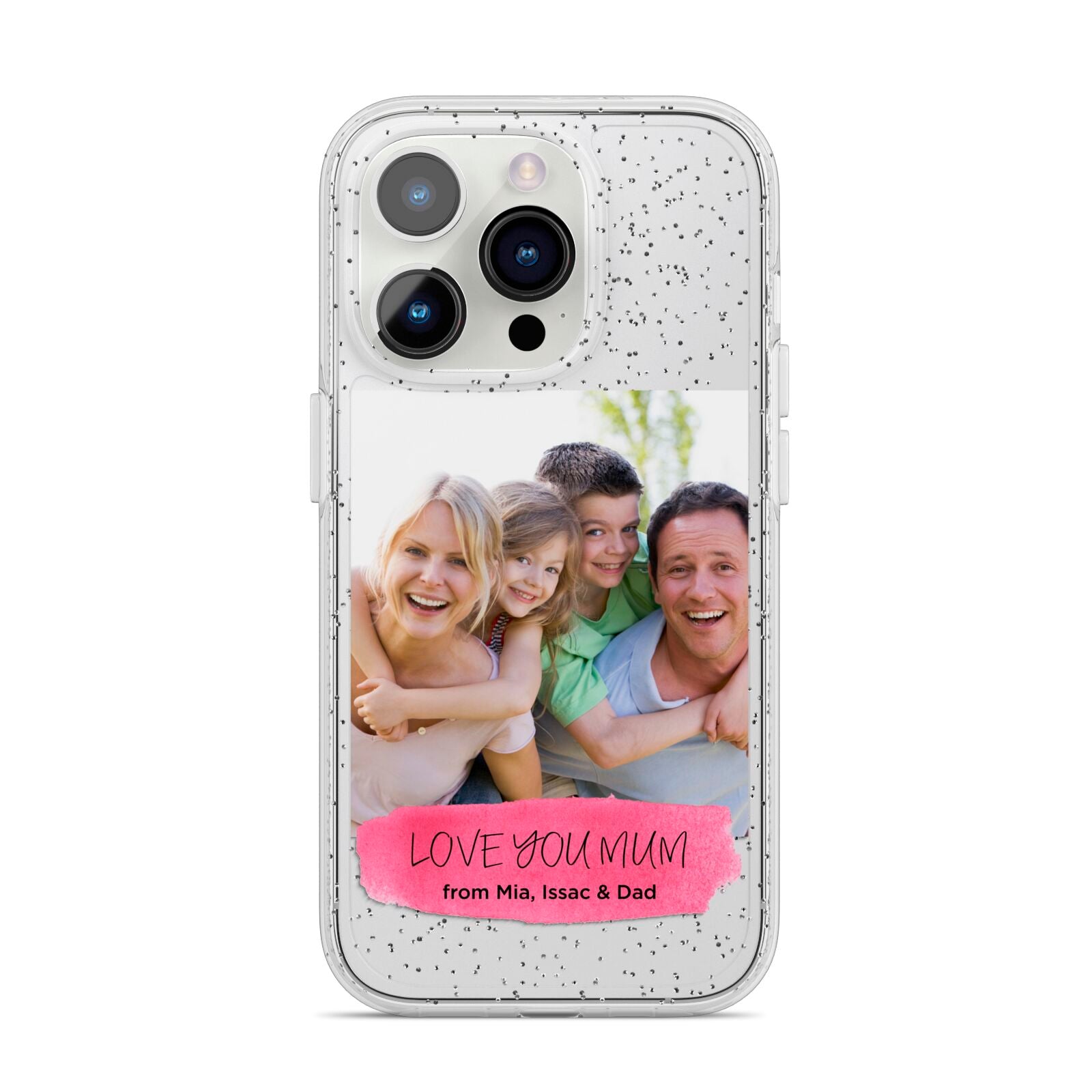 Personalised Photo Upload Mothers Day iPhone 14 Pro Glitter Tough Case Silver