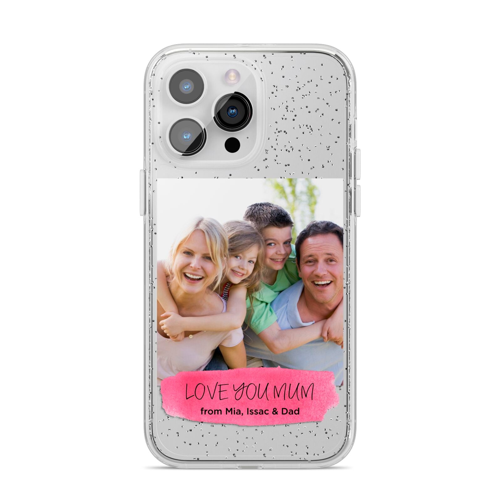 Personalised Photo Upload Mothers Day iPhone 14 Pro Max Glitter Tough Case Silver