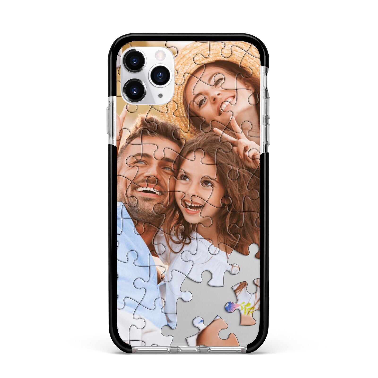 Personalised Photo Upload Puzzle Effect Apple iPhone 11 Pro Max in Silver with Black Impact Case