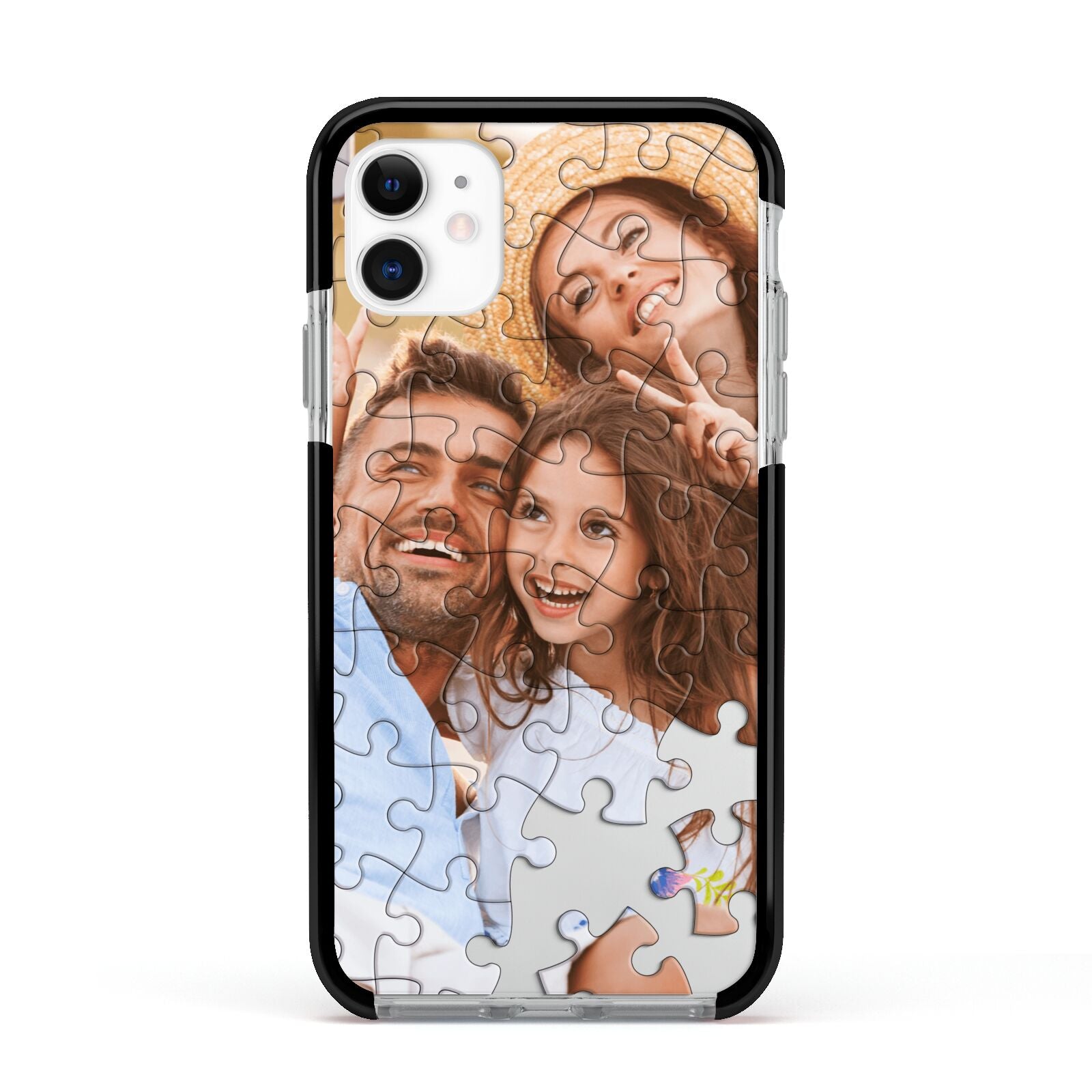 Personalised Photo Upload Puzzle Effect Apple iPhone 11 in White with Black Impact Case