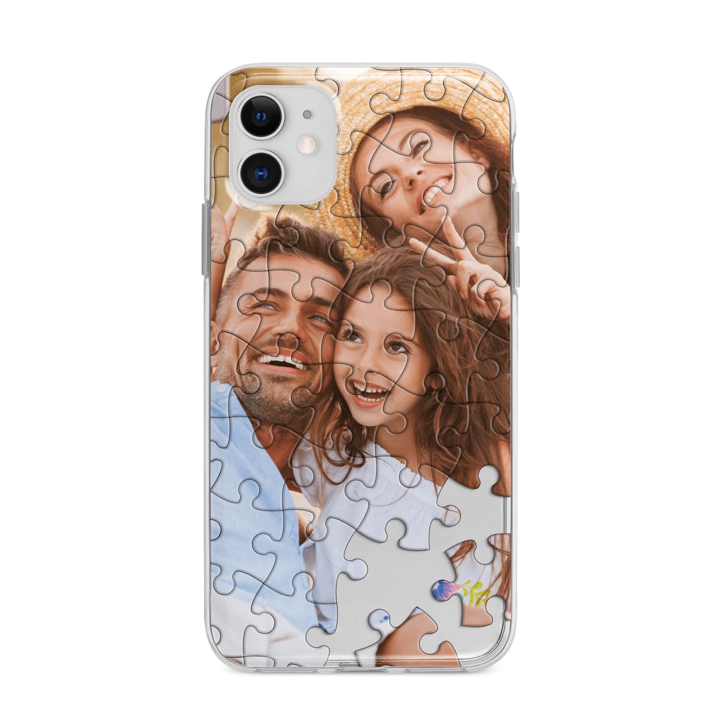 Personalised Photo Upload Puzzle Effect Apple iPhone 11 in White with Bumper Case