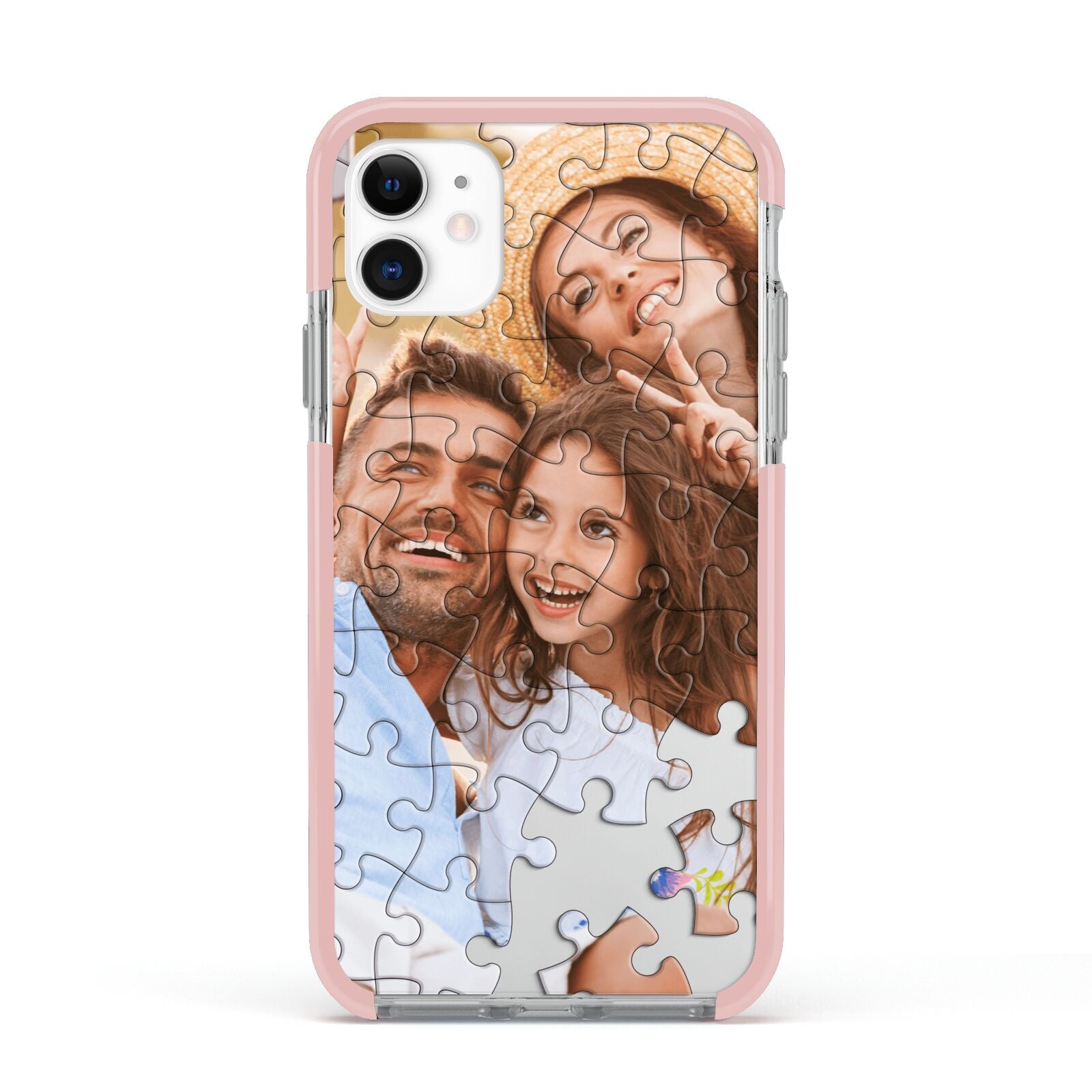 Personalised Photo Upload Puzzle Effect Apple iPhone 11 in White with Pink Impact Case