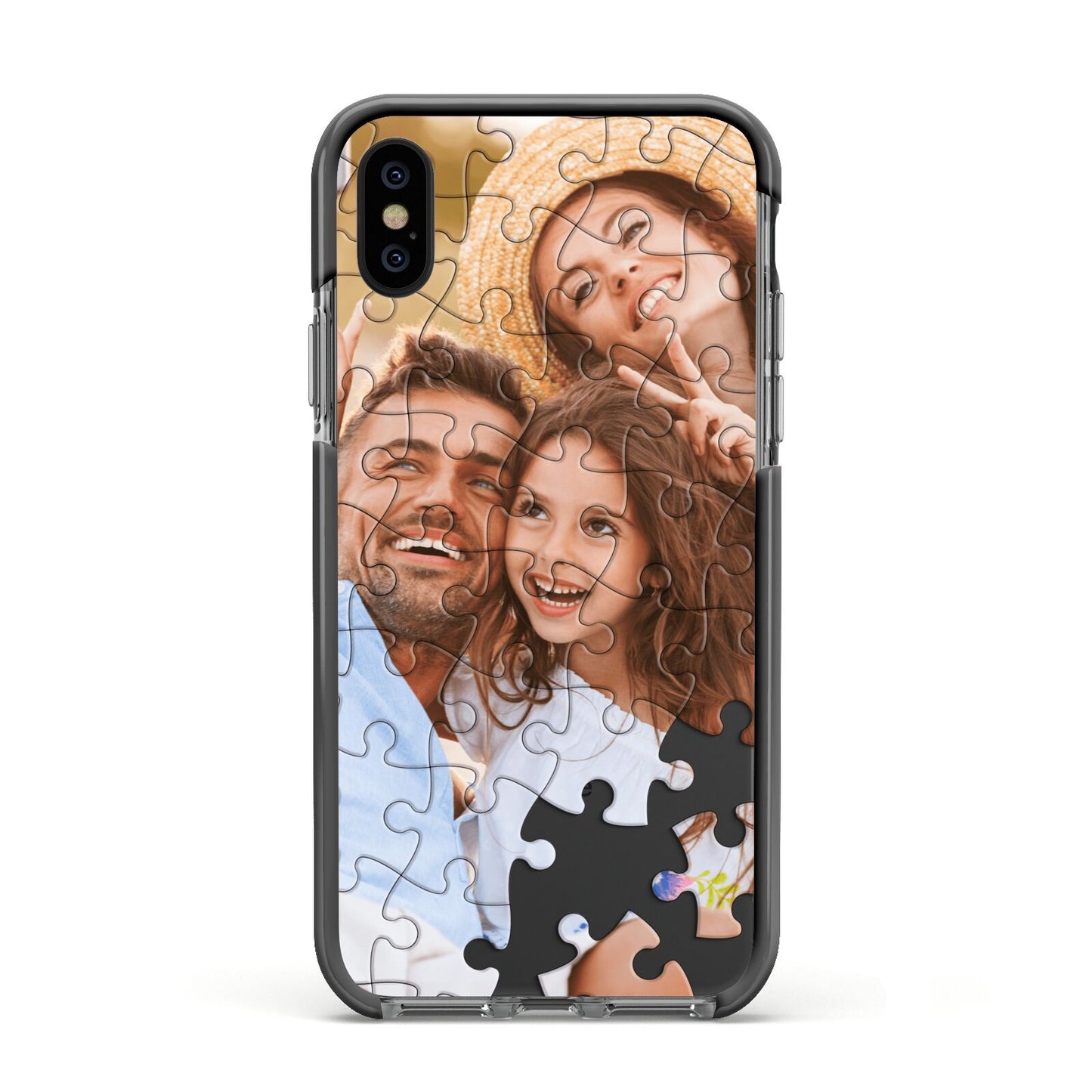 Personalised Photo Upload Puzzle Effect Apple iPhone Xs Impact Case Black Edge on Black Phone