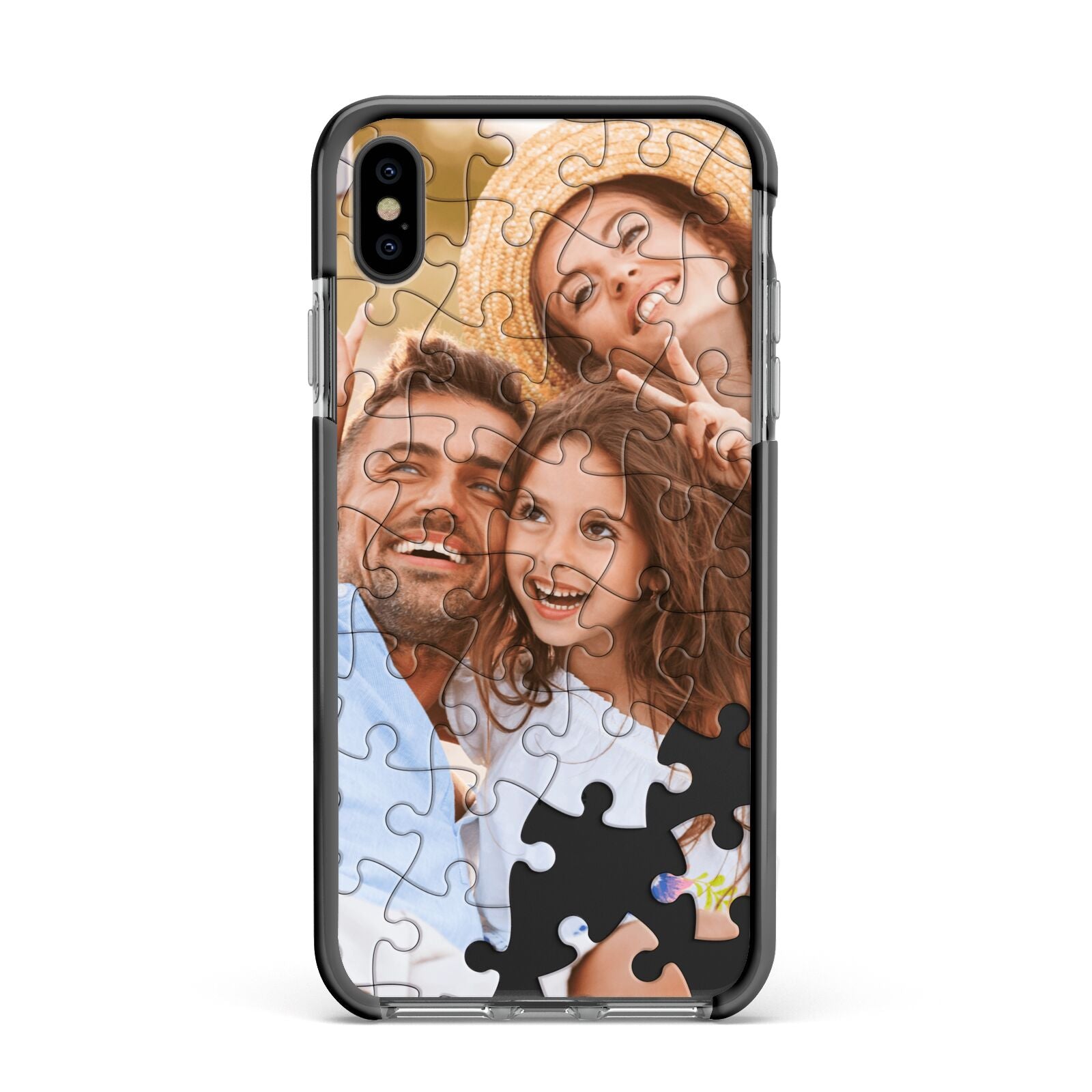 Personalised Photo Upload Puzzle Effect Apple iPhone Xs Max Impact Case Black Edge on Black Phone