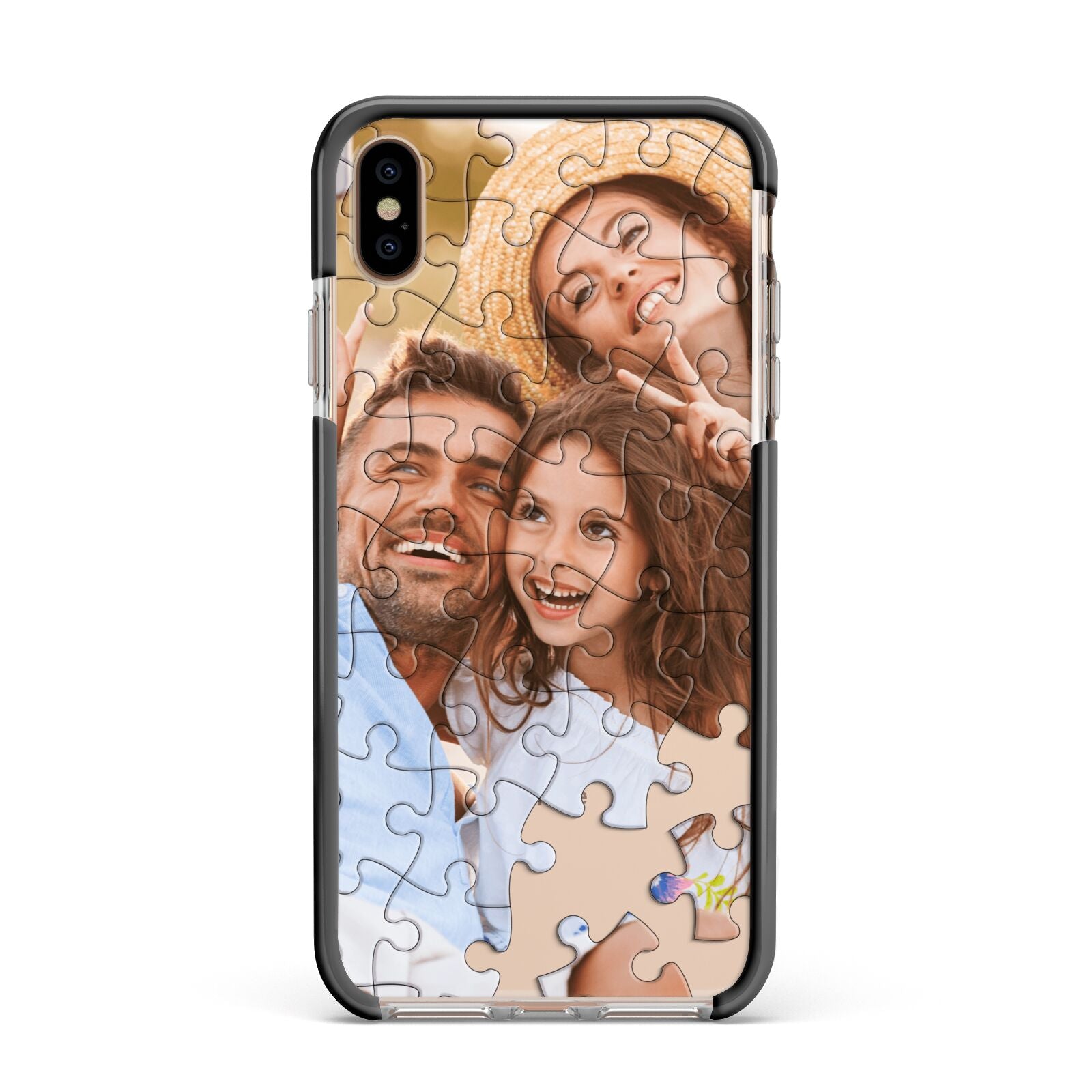 Personalised Photo Upload Puzzle Effect Apple iPhone Xs Max Impact Case Black Edge on Gold Phone