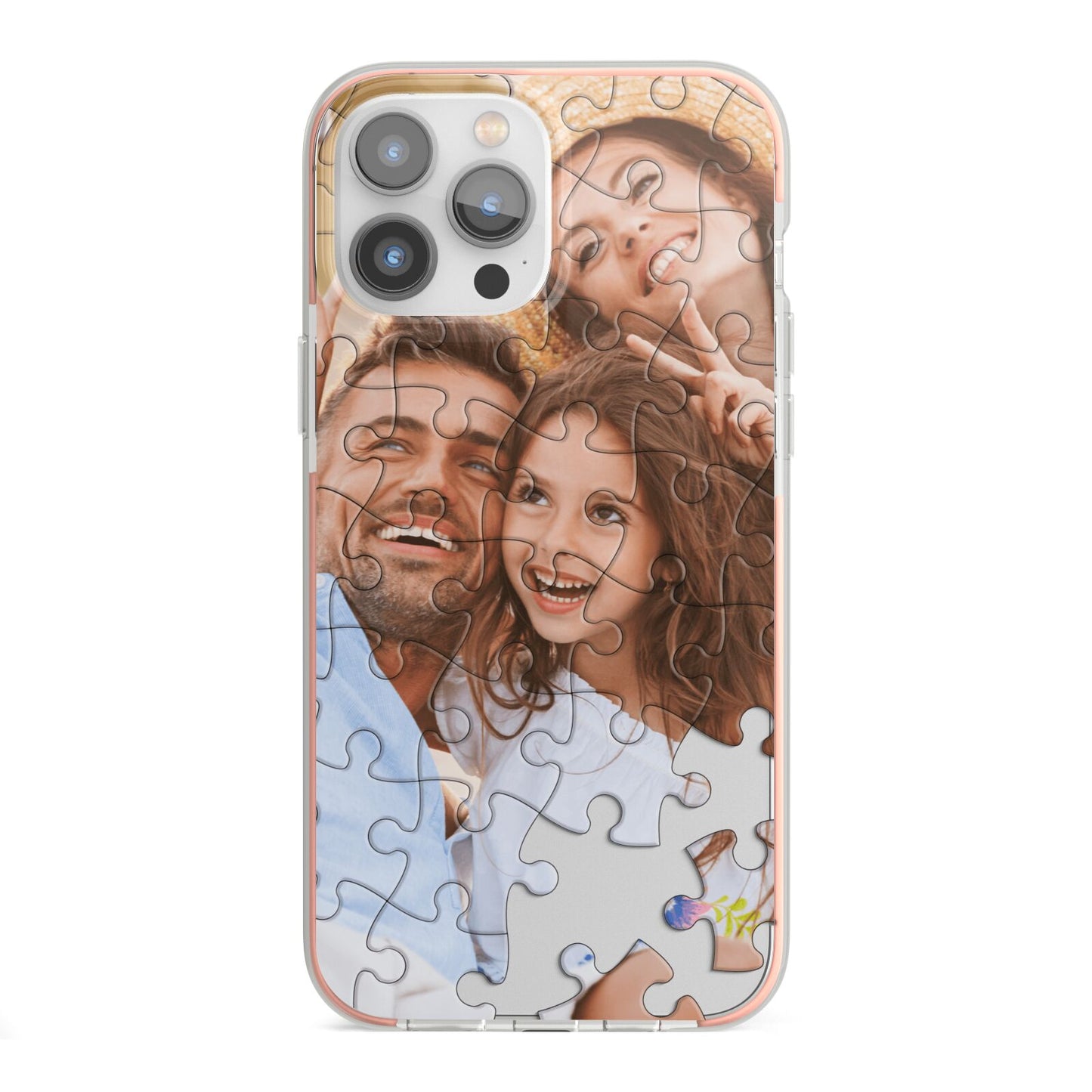 Personalised Photo Upload Puzzle Effect iPhone 13 Pro Max TPU Impact Case with Pink Edges