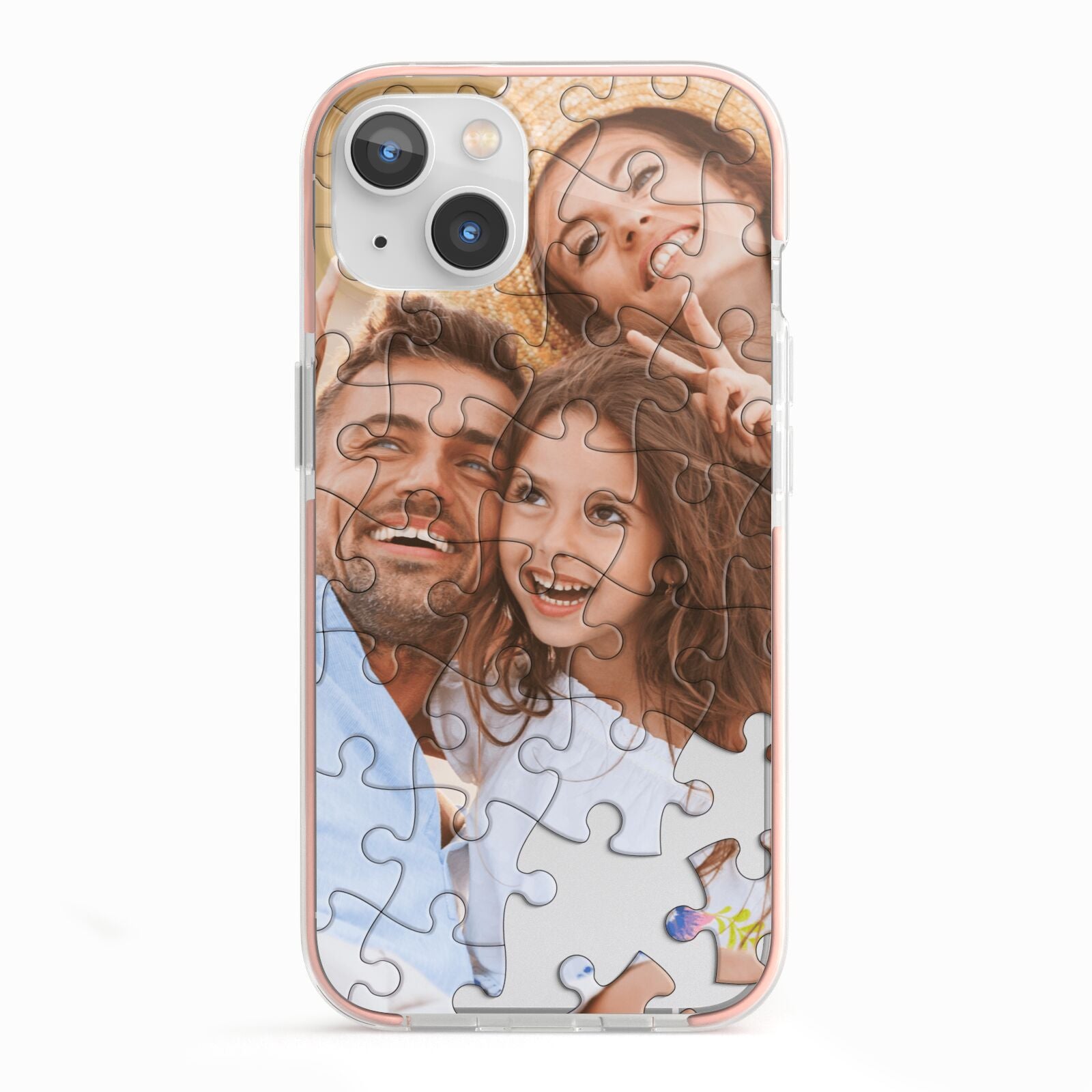 Personalised Photo Upload Puzzle Effect iPhone 13 TPU Impact Case with Pink Edges