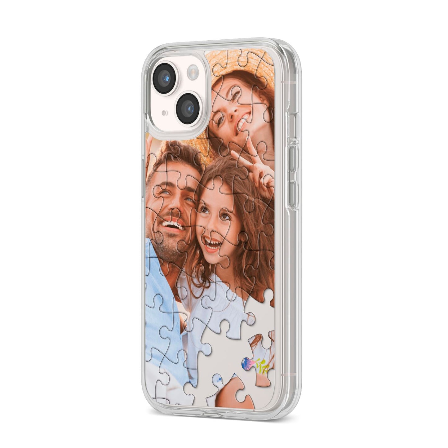 Personalised Photo Upload Puzzle Effect iPhone 14 Clear Tough Case Starlight Angled Image