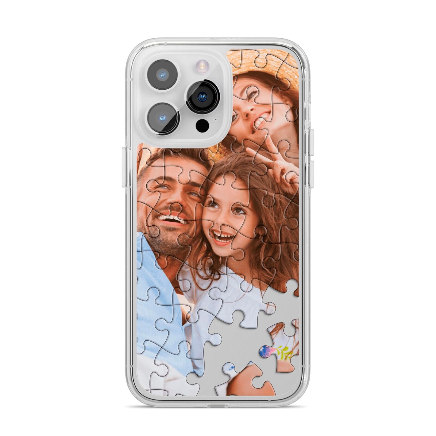 Personalised Photo Upload Puzzle Effect iPhone 14 Pro Max Clear Tough Case Silver