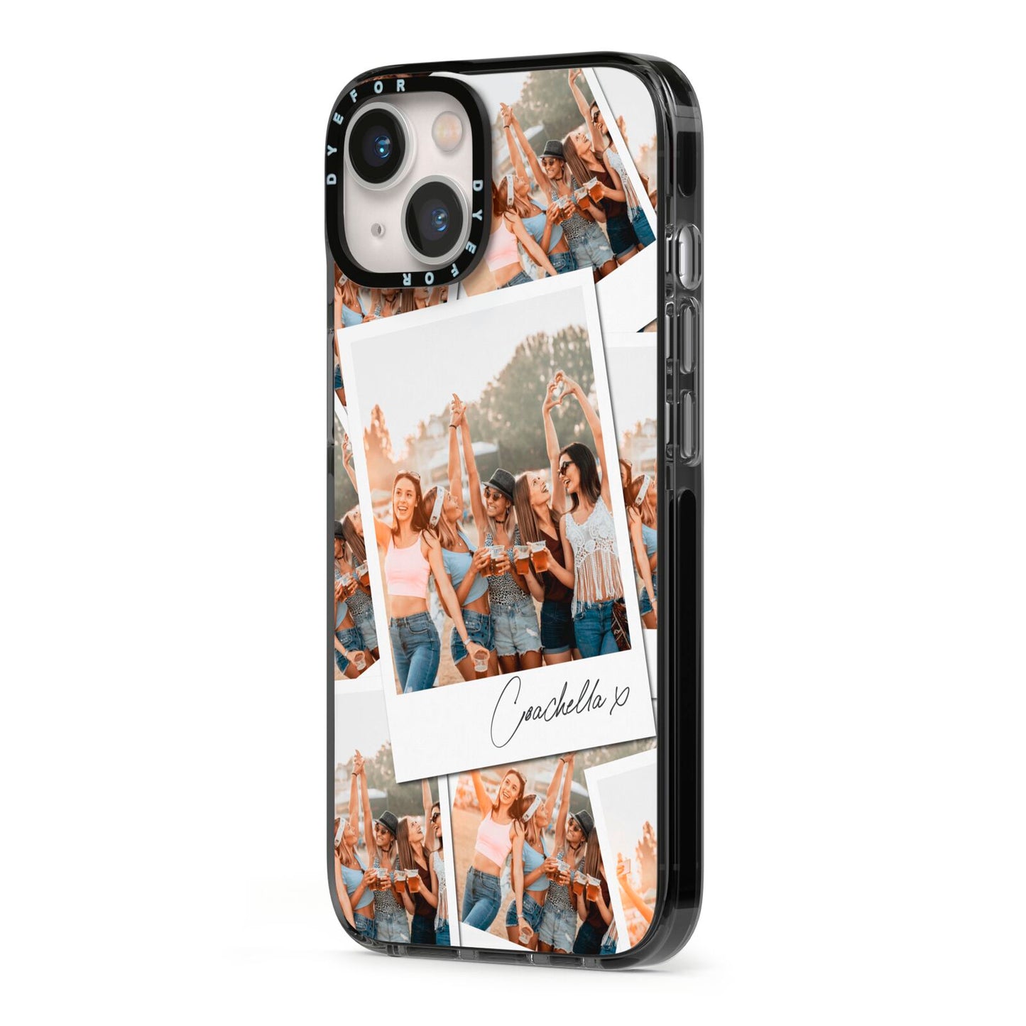 Personalised Photo iPhone 13 Black Impact Case Side Angle on Silver phone