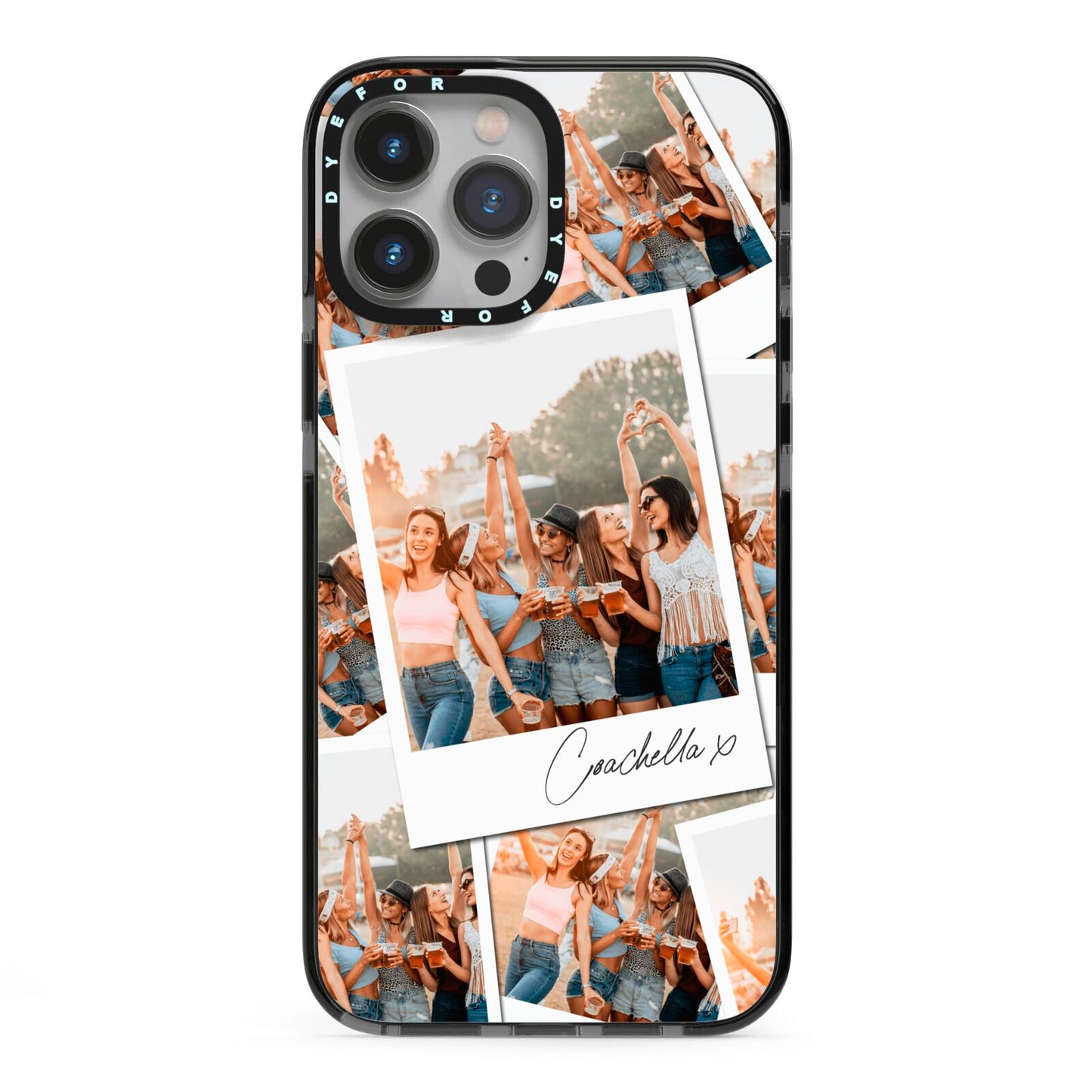 Personalised Photo iPhone 13 Pro Max Black Impact Case on Silver phone