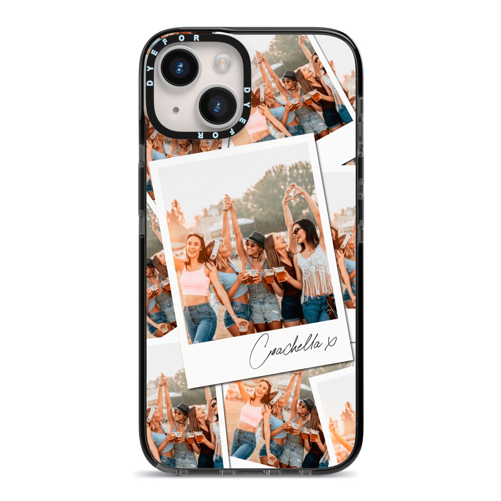 Personalised Photo iPhone 14 Black Impact Case on Silver phone