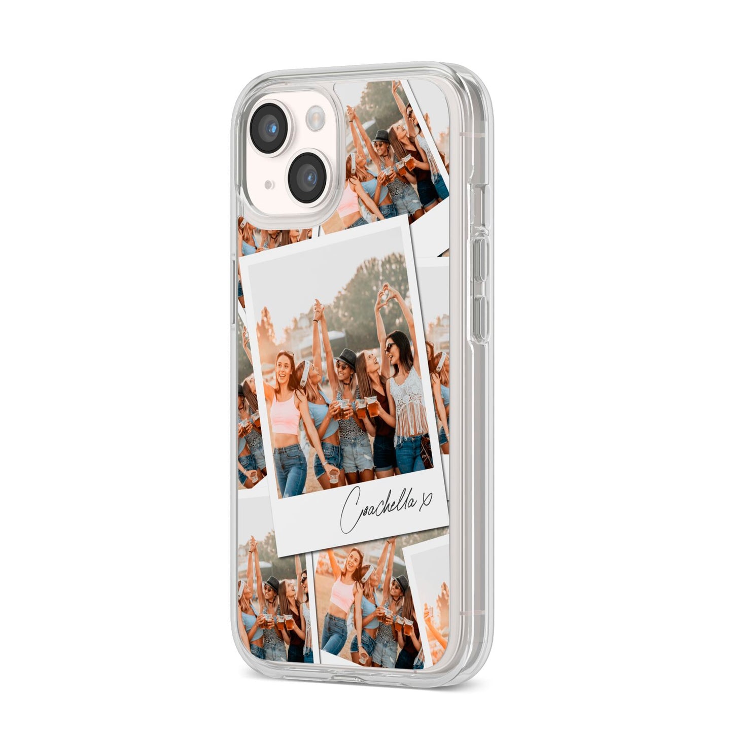 Personalised Photo iPhone 14 Clear Tough Case Starlight Angled Image