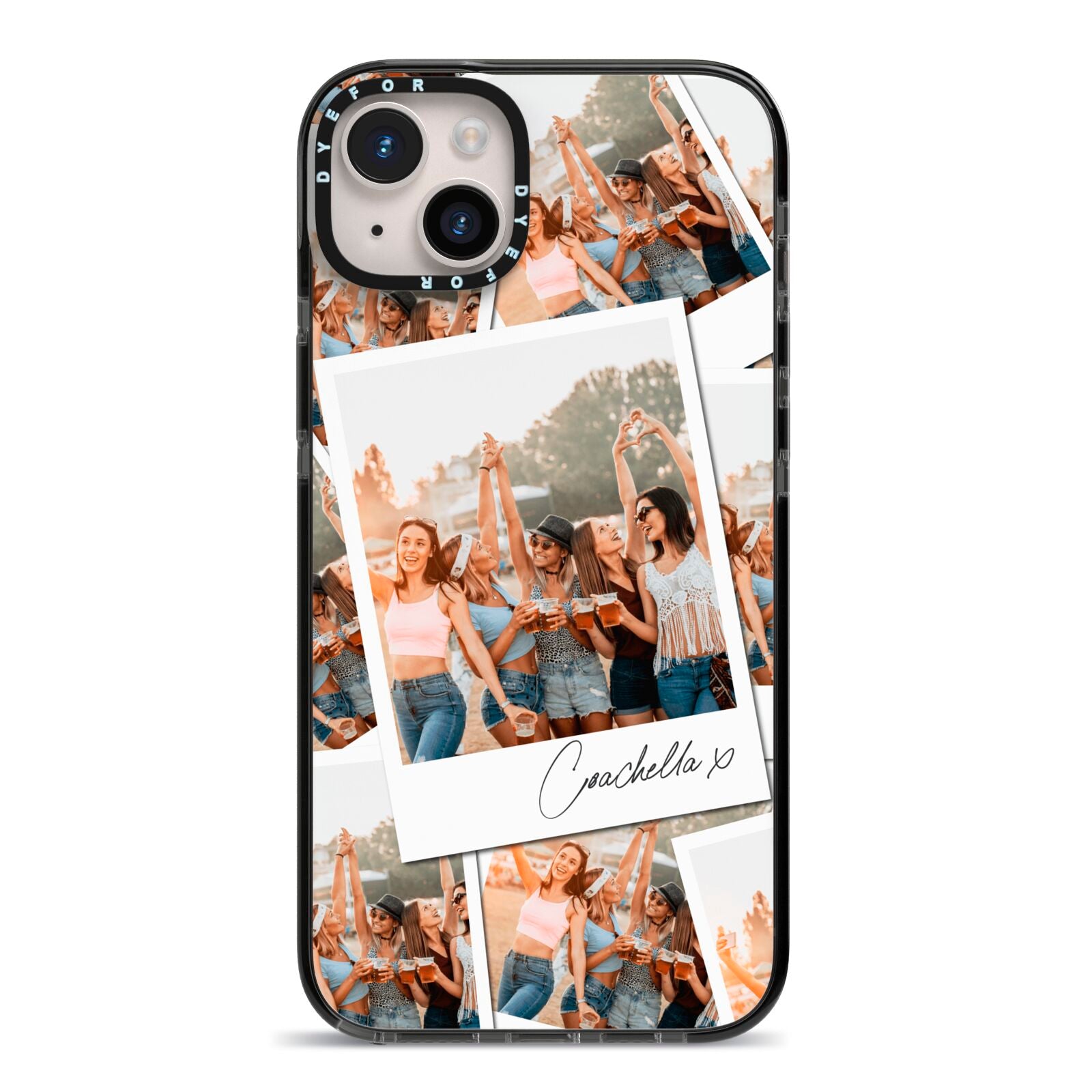 Personalised Photo iPhone 14 Plus Black Impact Case on Silver phone