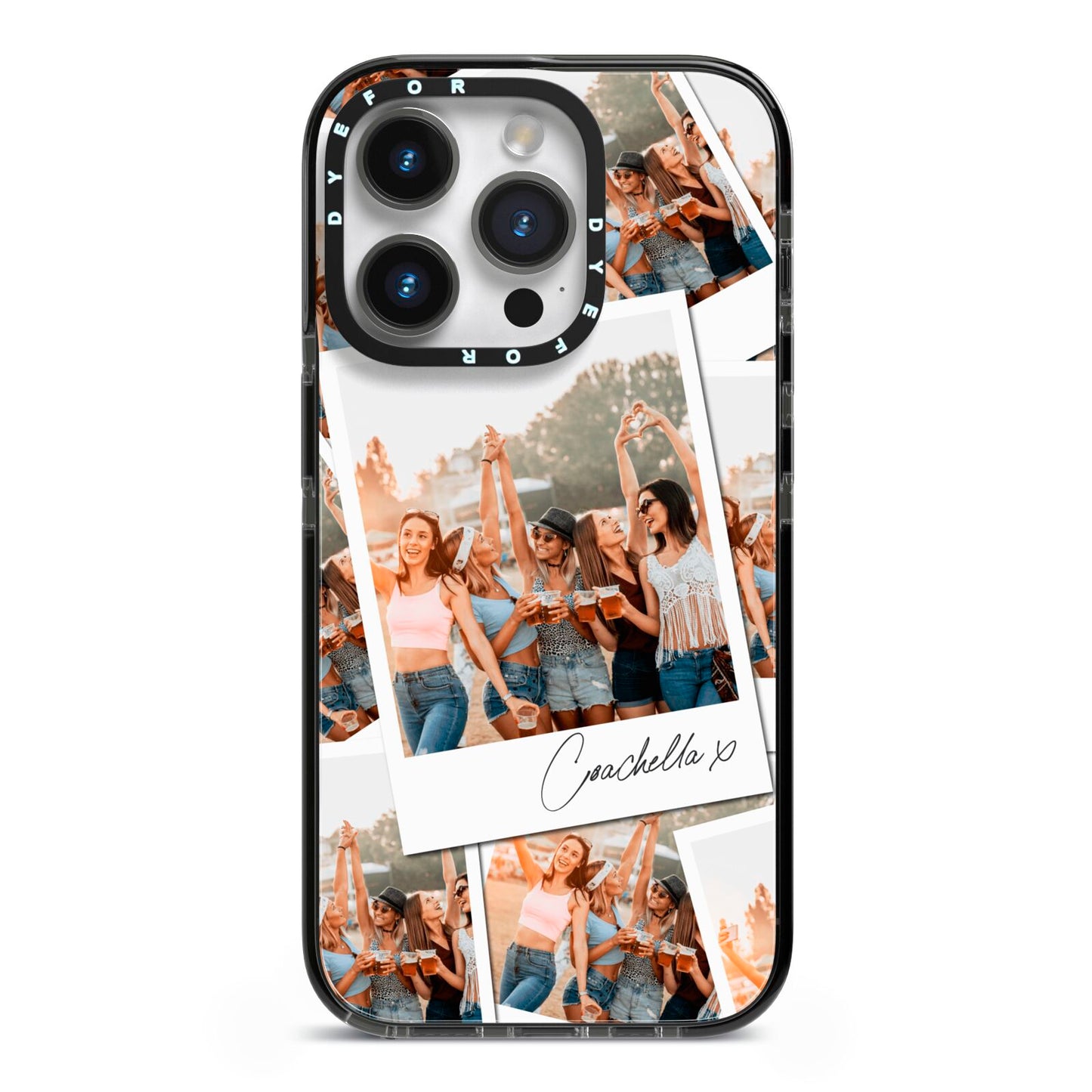 Personalised Photo iPhone 14 Pro Black Impact Case on Silver phone