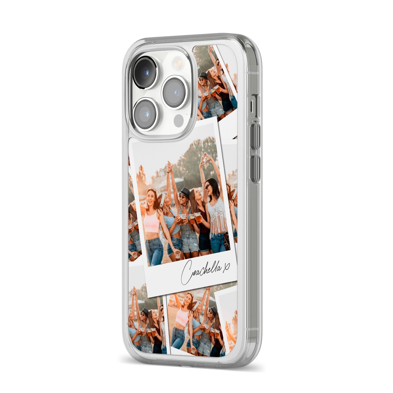 Personalised Photo iPhone 14 Pro Clear Tough Case Silver Angled Image