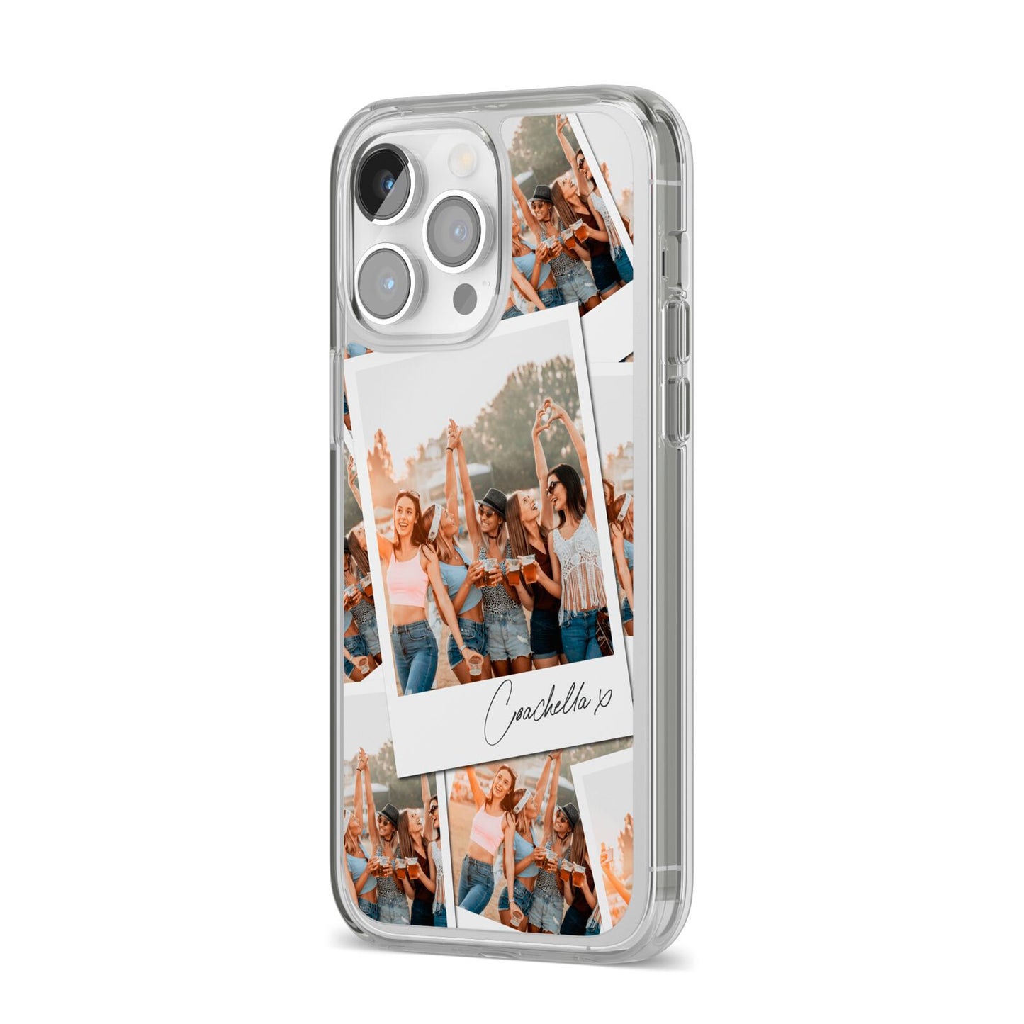 Personalised Photo iPhone 14 Pro Max Clear Tough Case Silver Angled Image