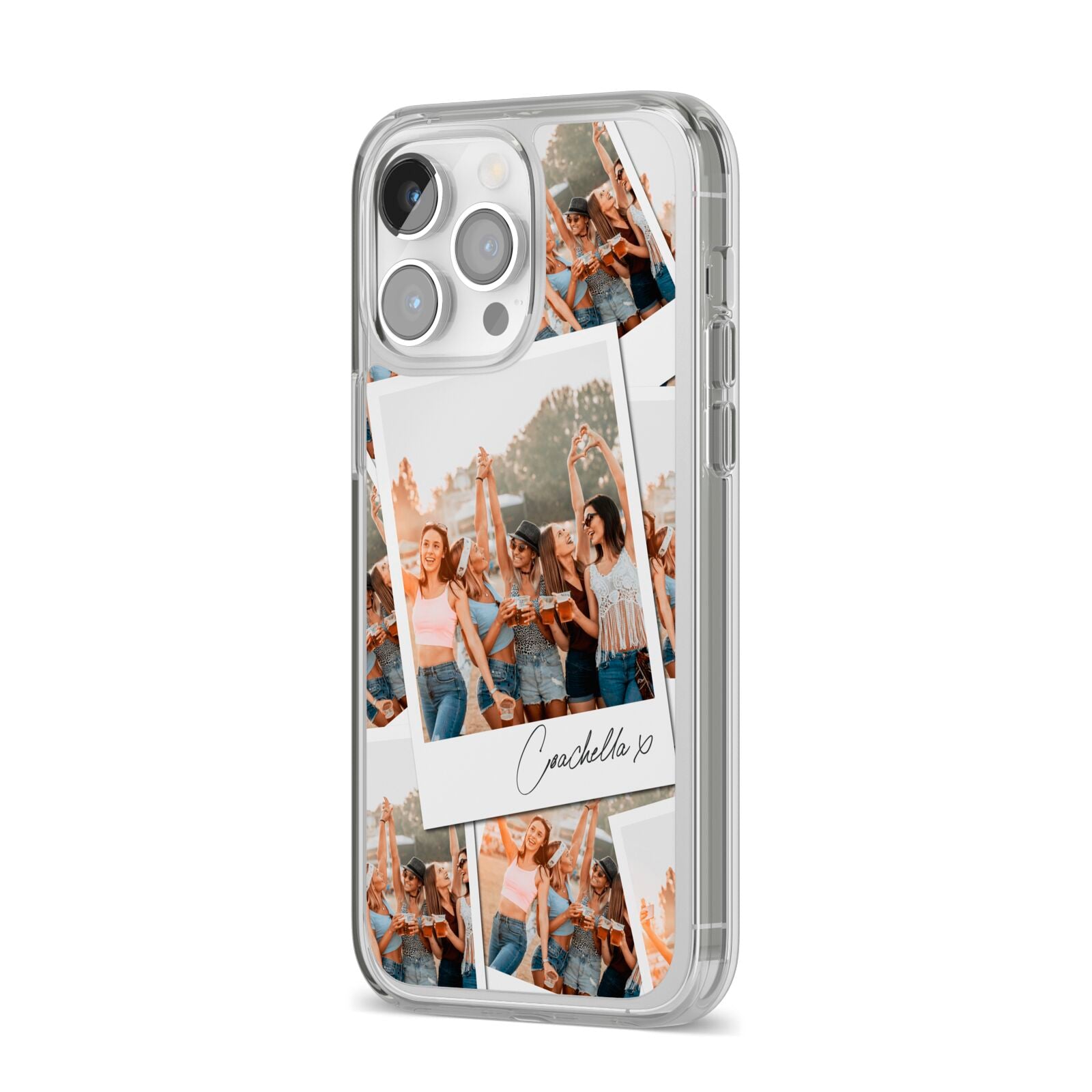 Personalised Photo iPhone 14 Pro Max Clear Tough Case Silver Angled Image