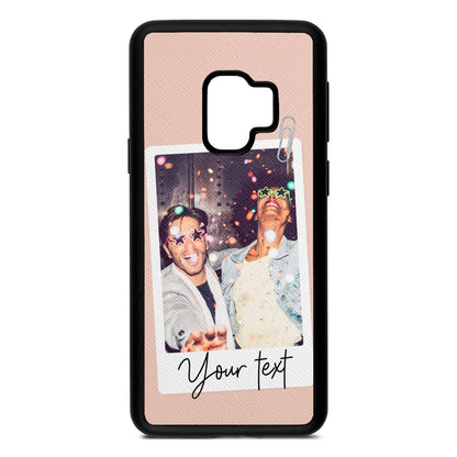 Personalised Photo with Text Nude Saffiano Leather Samsung S9 Case