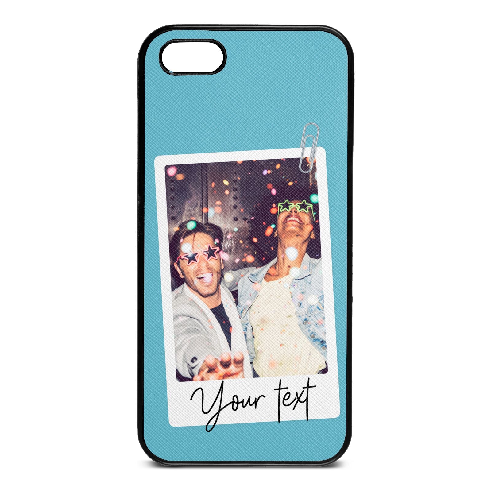 Personalised Photo with Text Sky Saffiano Leather iPhone 5 Case