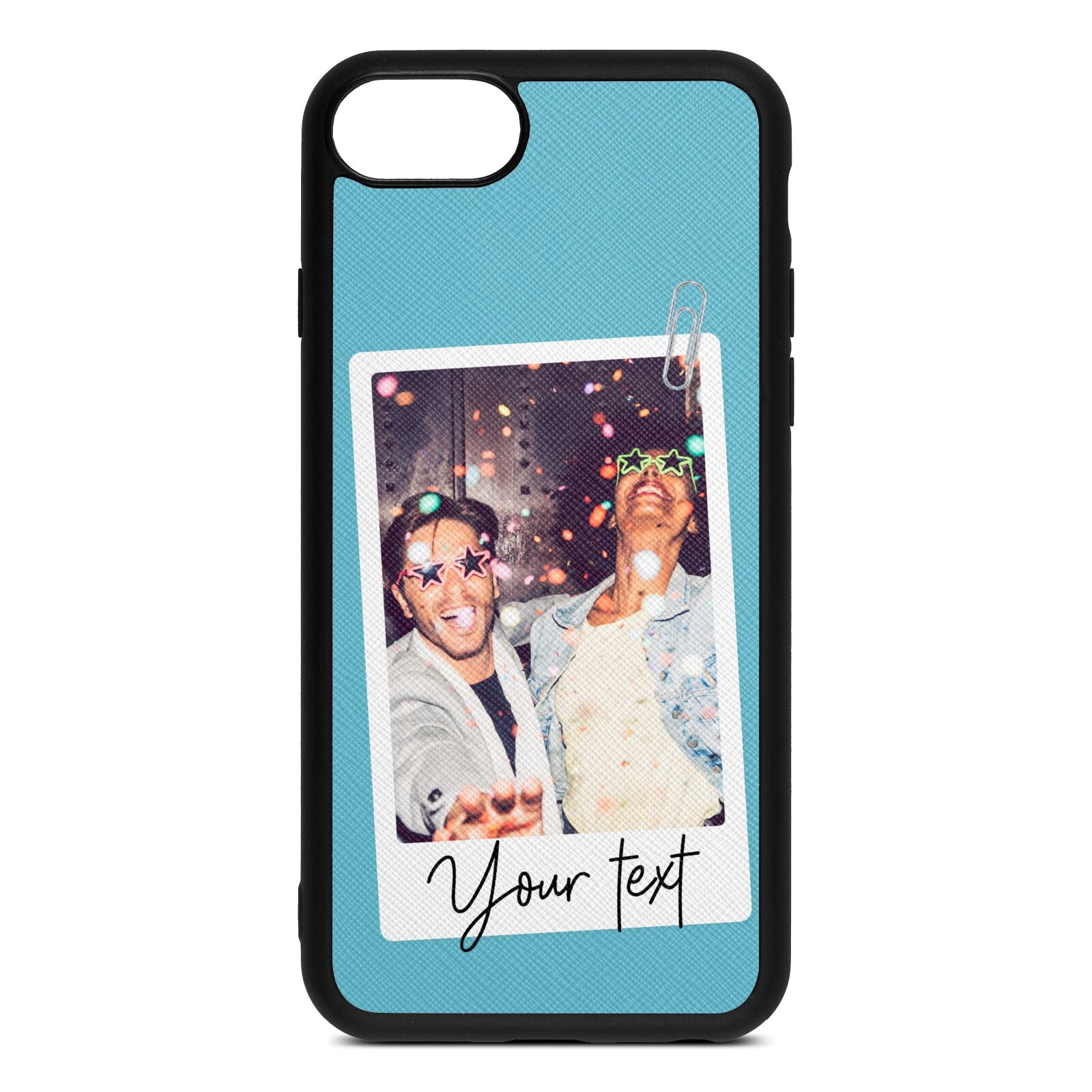 Personalised Photo with Text Sky Saffiano Leather iPhone 8 Case