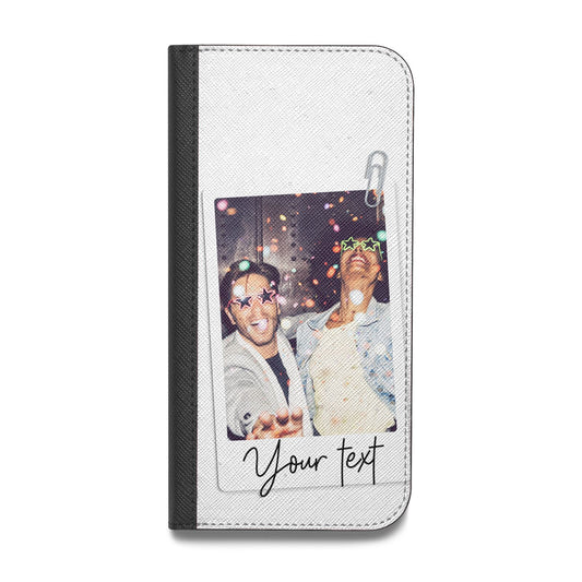 Personalised Photo with Text Vegan Leather Flip iPhone Case