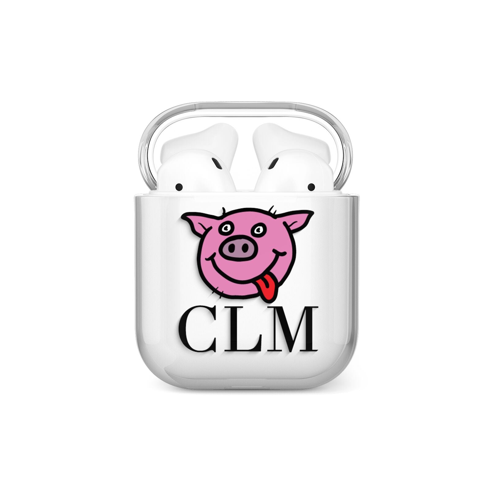 Personalised Pig Initials Clear AirPods Case