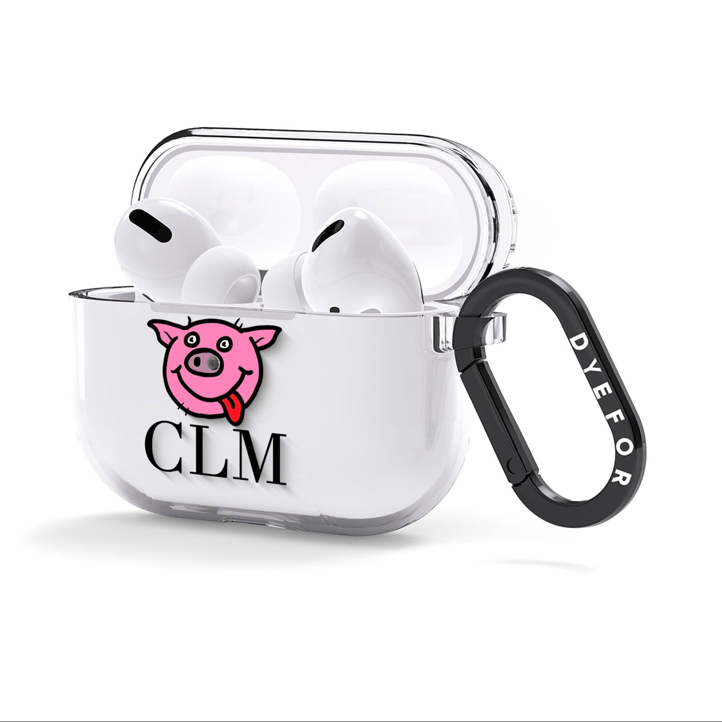 Personalised Pig Initials Clear AirPods Clear Case 3rd Gen Side Image