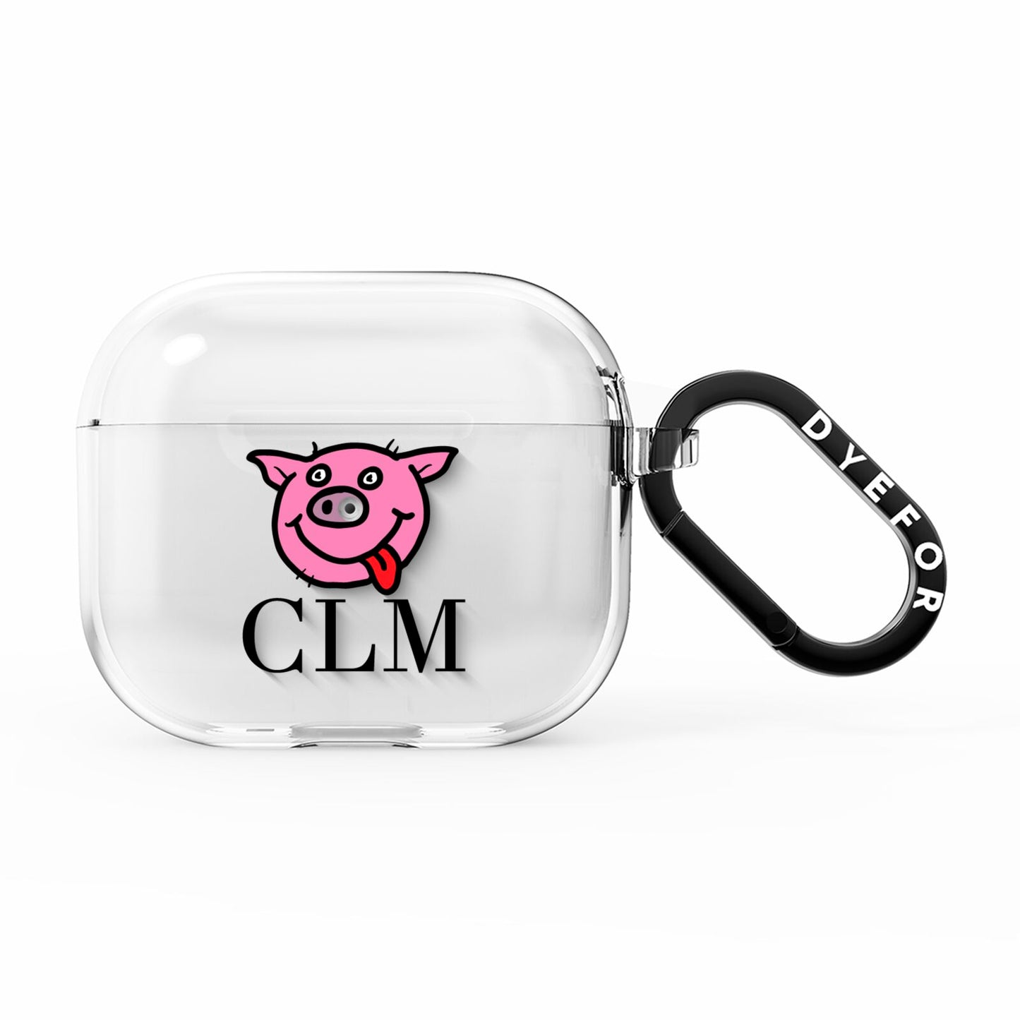 Personalised Pig Initials Clear AirPods Clear Case 3rd Gen