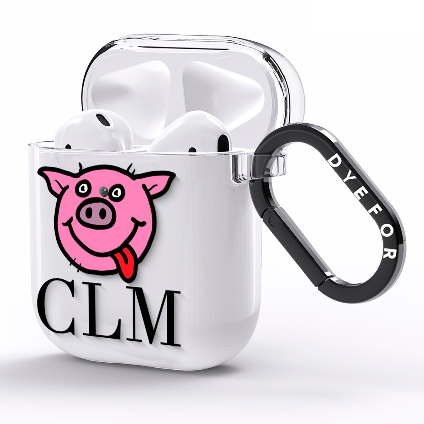 Personalised Pig Initials Clear AirPods Clear Case Side Image