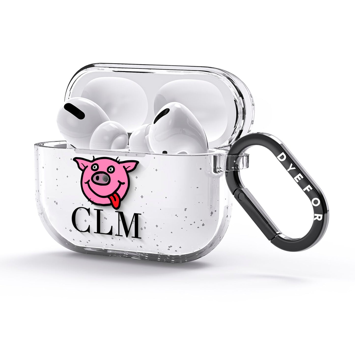 Personalised Pig Initials Clear AirPods Glitter Case 3rd Gen Side Image