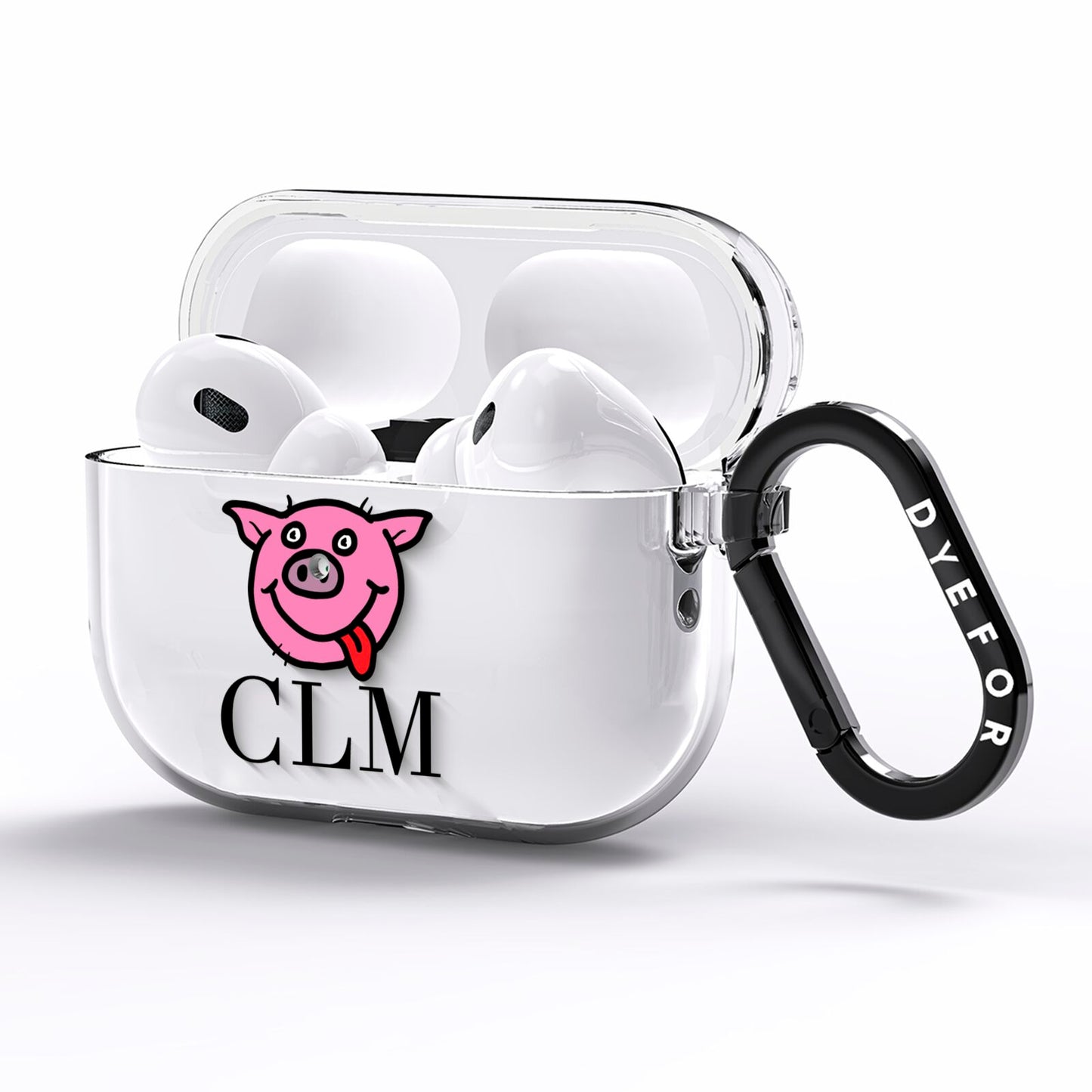 Personalised Pig Initials Clear AirPods Pro Clear Case Side Image