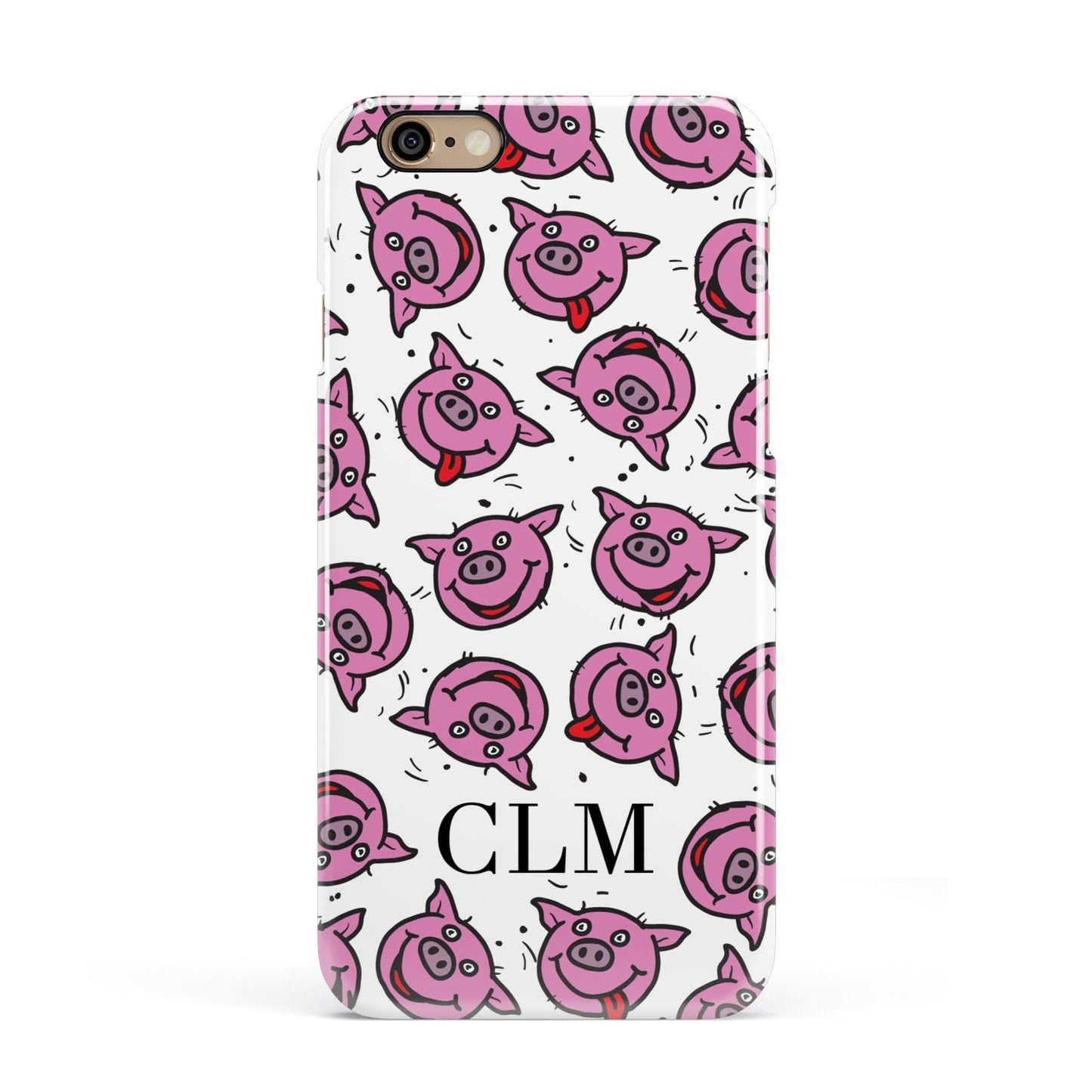 Personalised Pig Initials Clear Apple iPhone 6 3D Snap Case