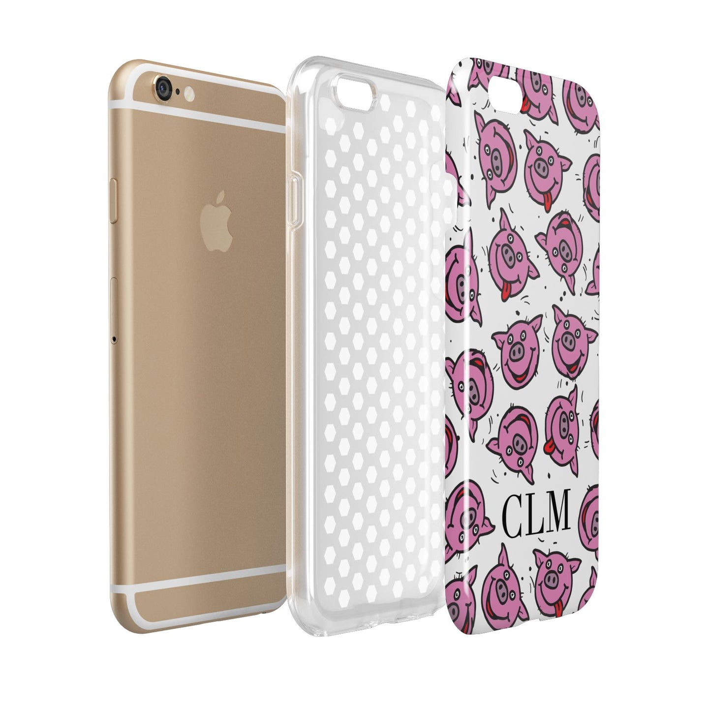 Personalised Pig Initials Clear Apple iPhone 6 3D Tough Case Expanded view