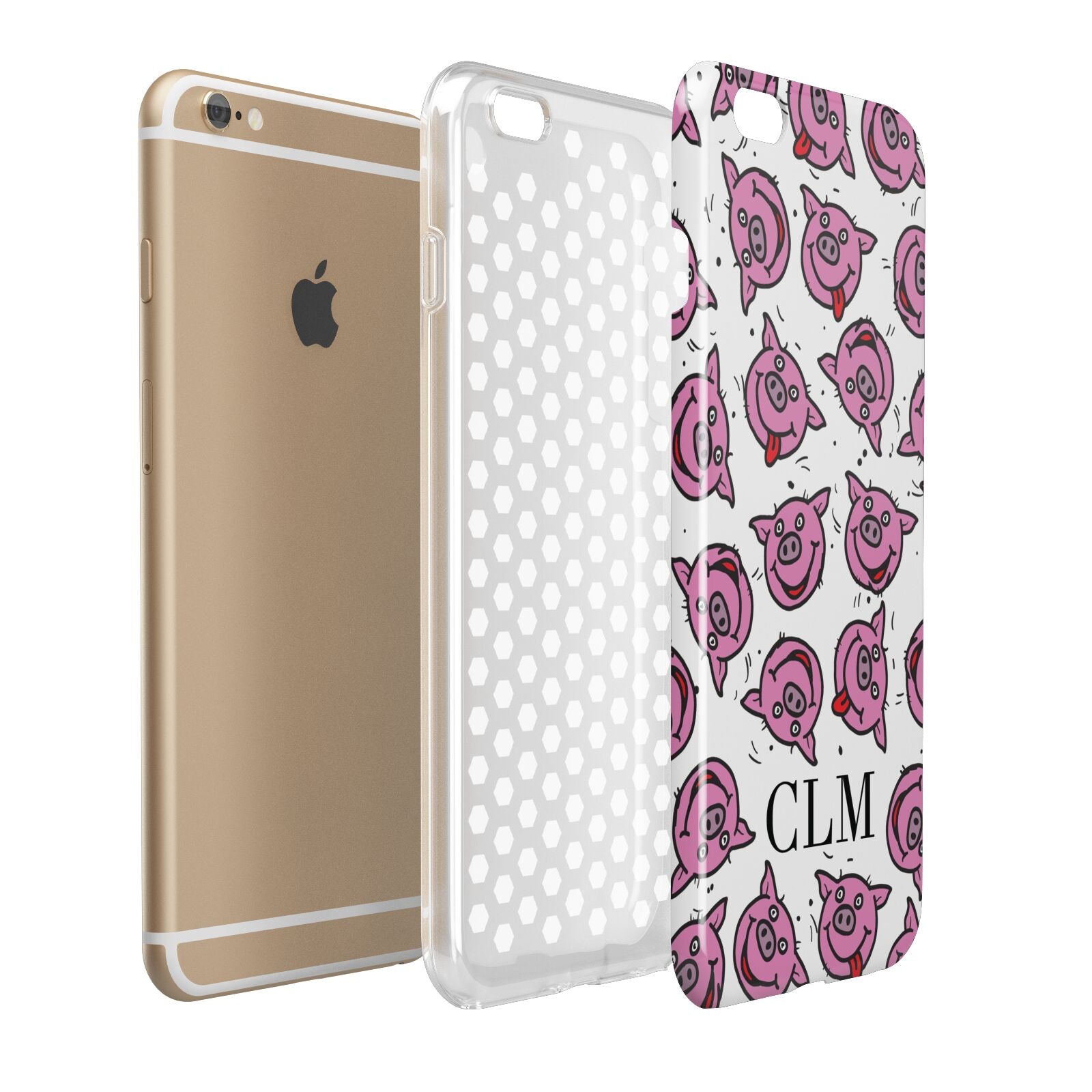 Personalised Pig Initials Clear Apple iPhone 6 Plus 3D Tough Case Expand Detail Image