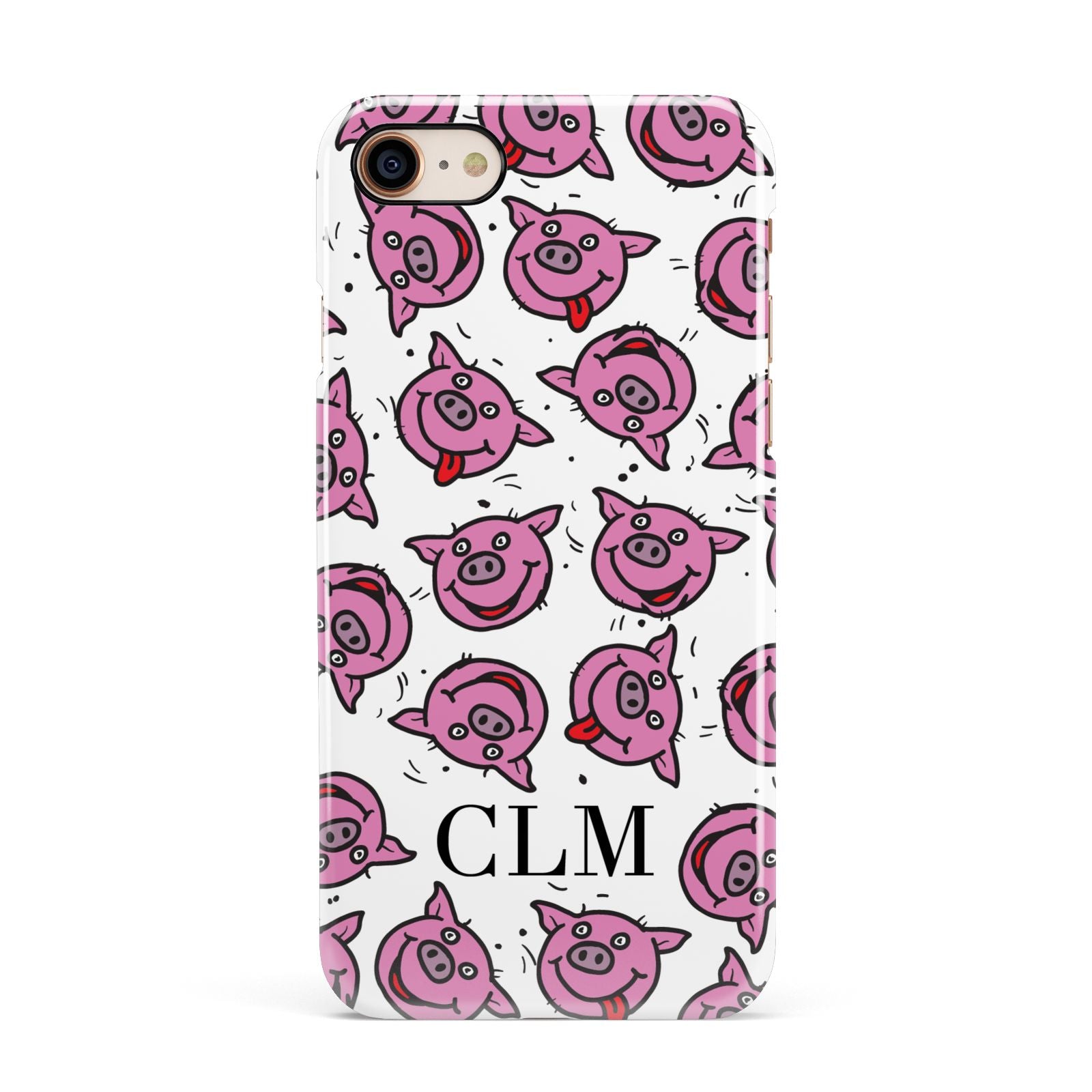 Personalised Pig Initials Clear Apple iPhone 7 8 3D Snap Case