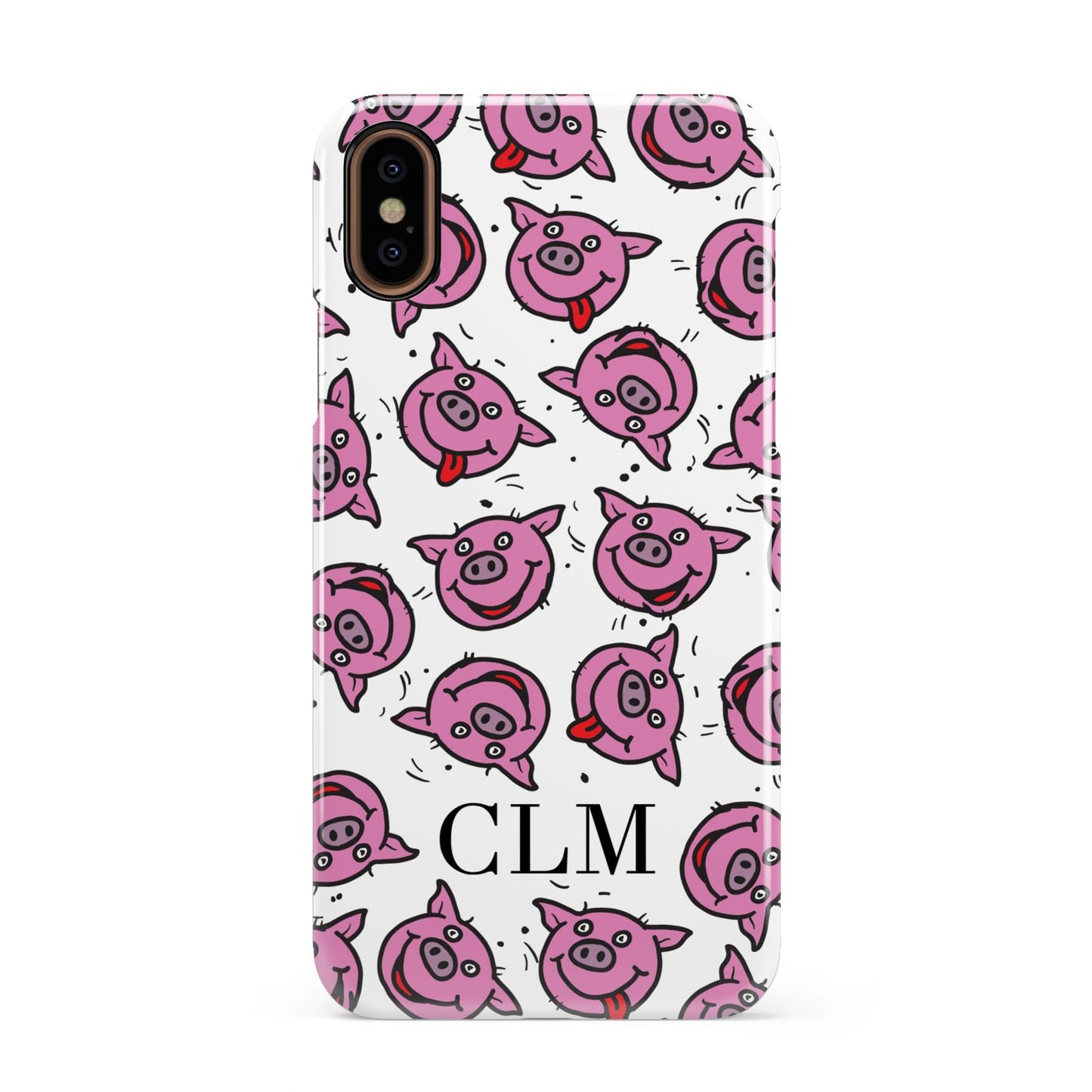 Personalised Pig Initials Clear Apple iPhone XS 3D Snap Case