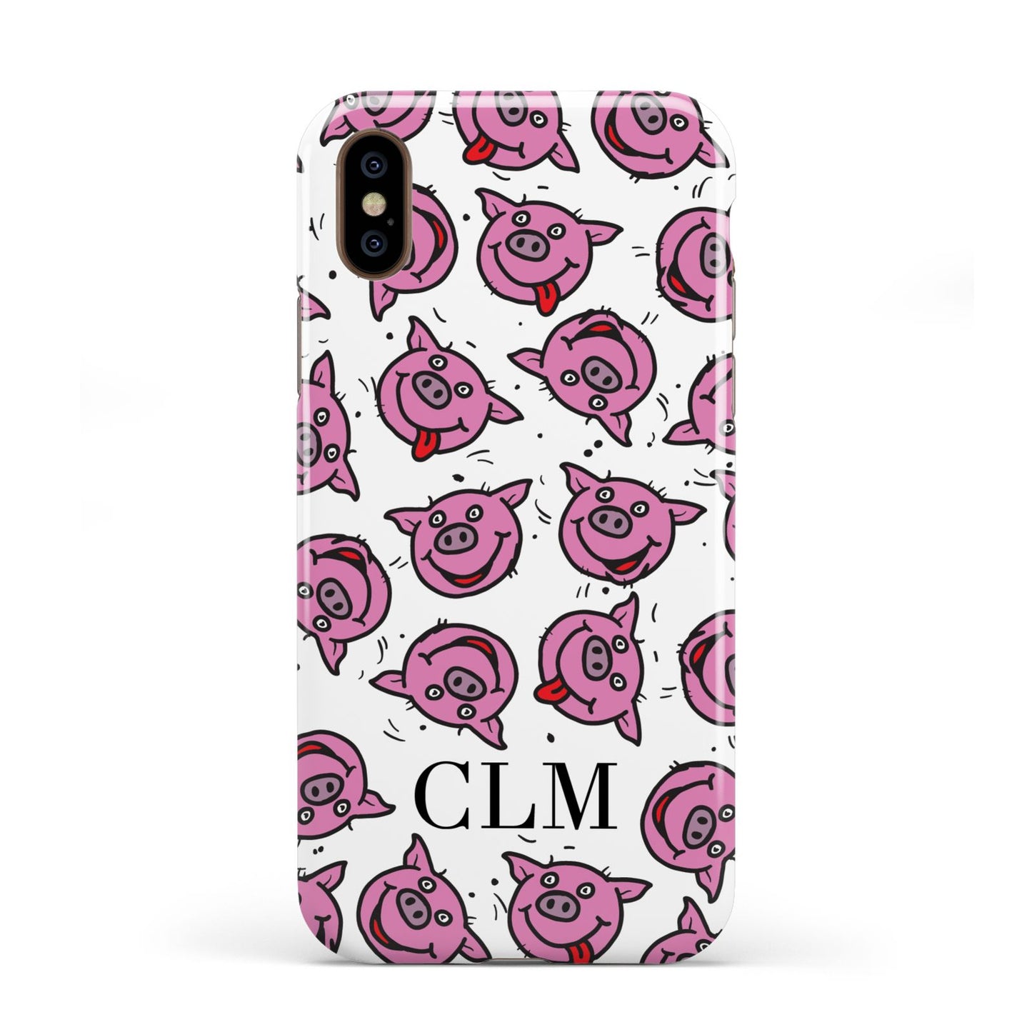 Personalised Pig Initials Clear Apple iPhone XS 3D Tough