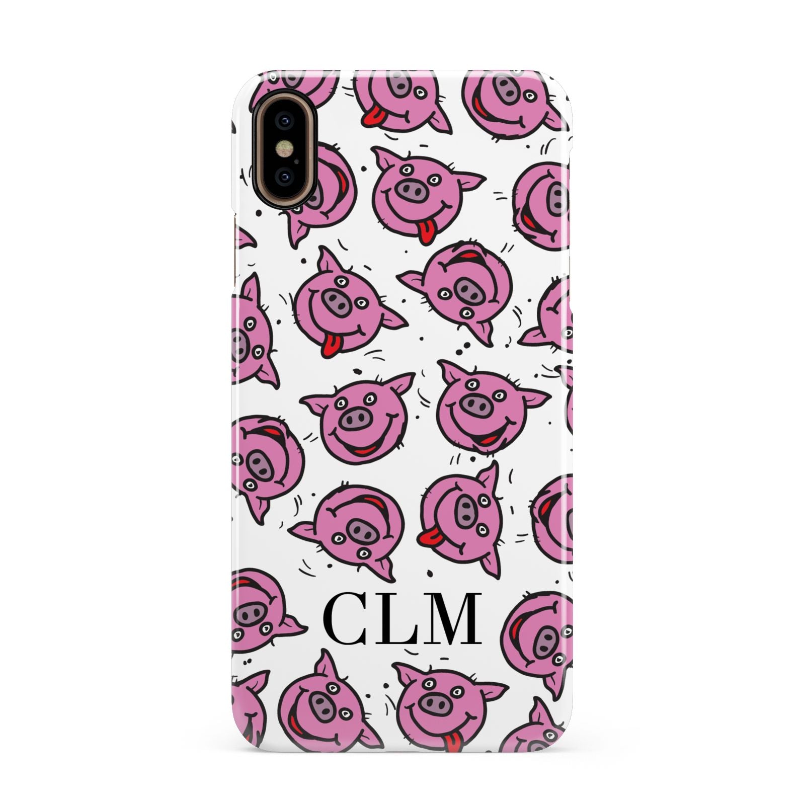 Personalised Pig Initials Clear Apple iPhone Xs Max 3D Snap Case