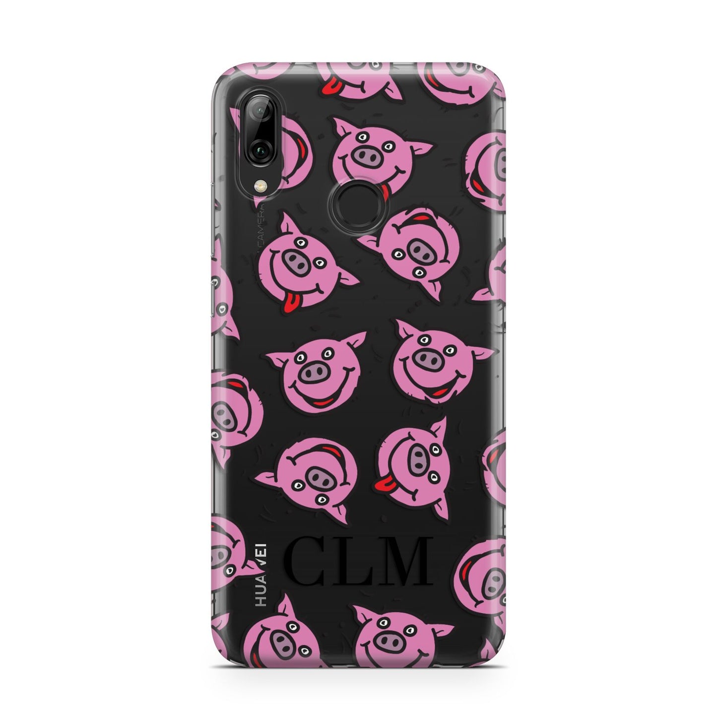 Personalised Pig Initials Clear Huawei Y7 2019